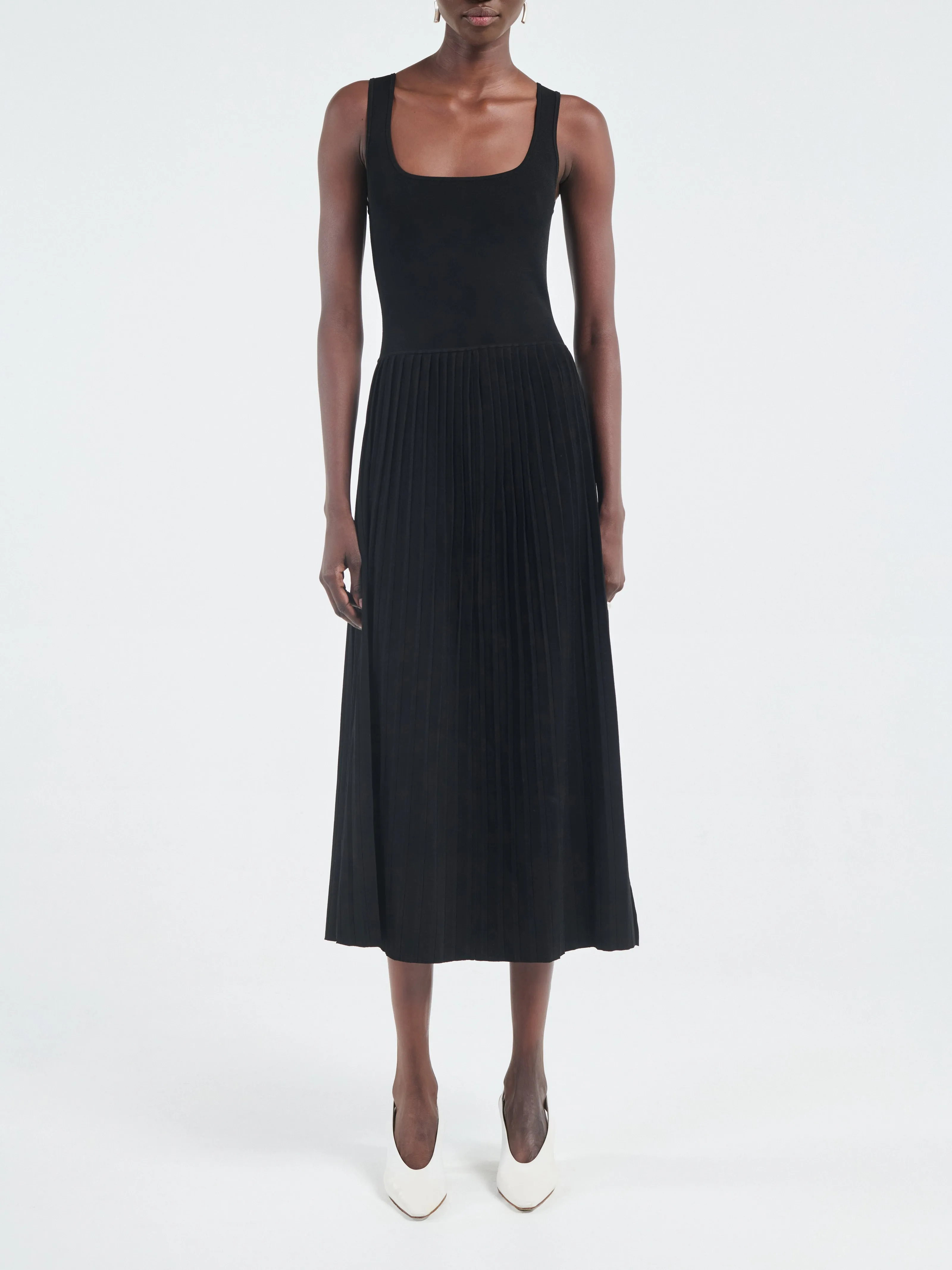 Halter Pleat Dress in Black sold by MARIA McMANUS