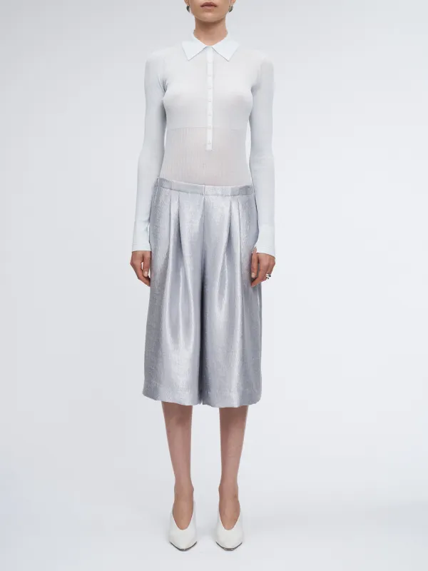 Ribbed Button Polo in Ice Blue sold by MARIA McMANUS