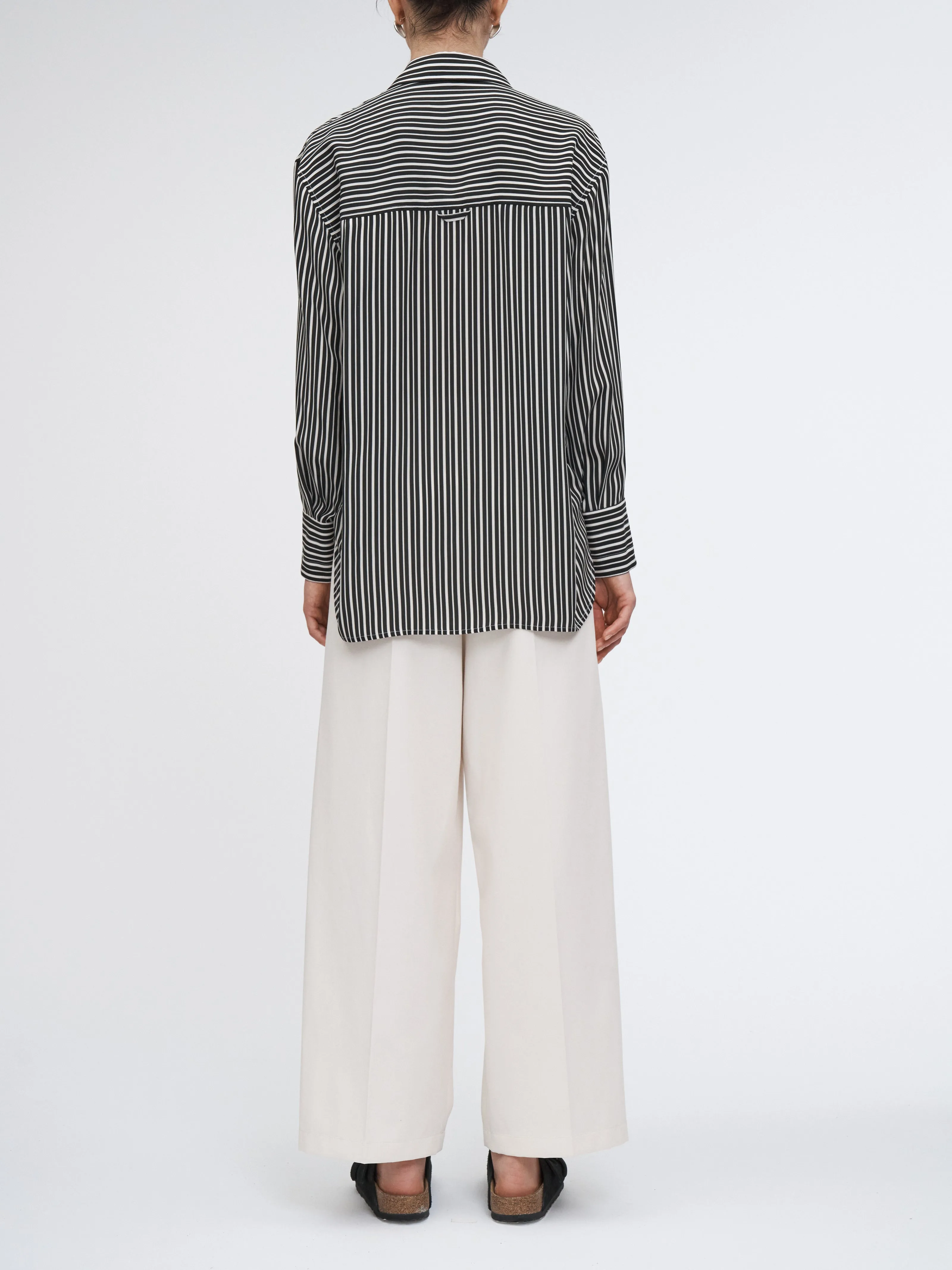 Oversized Tunic Shirt in Black/White Awning Stripe sold by MARIA McMANUS product image thumbnail 3