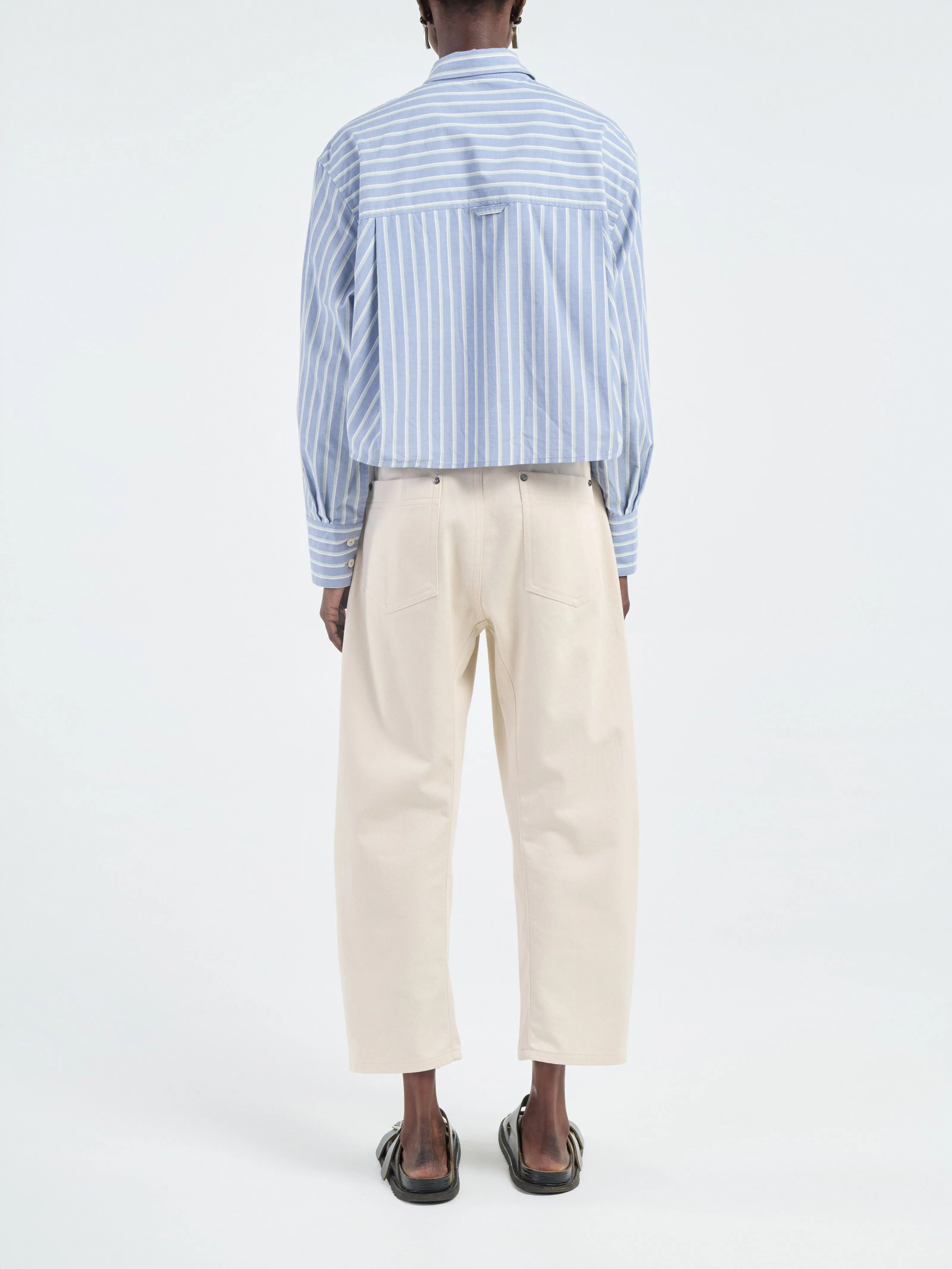 Cropped Oversized Shirt in Denim Mint Stripe sold by MARIA McMANUS product image thumbnail 3