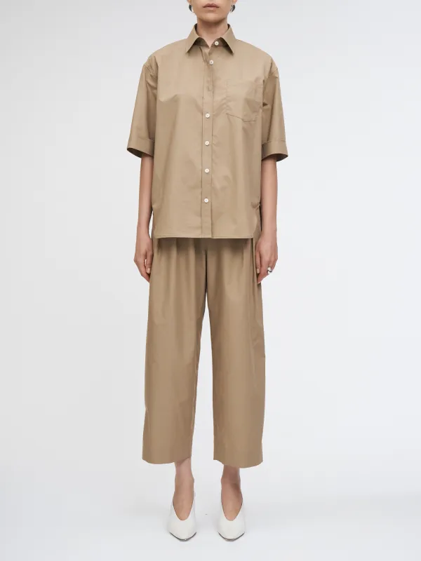 Short Sleeve Oversized Shirt in Walnut sold by MARIA McMANUS