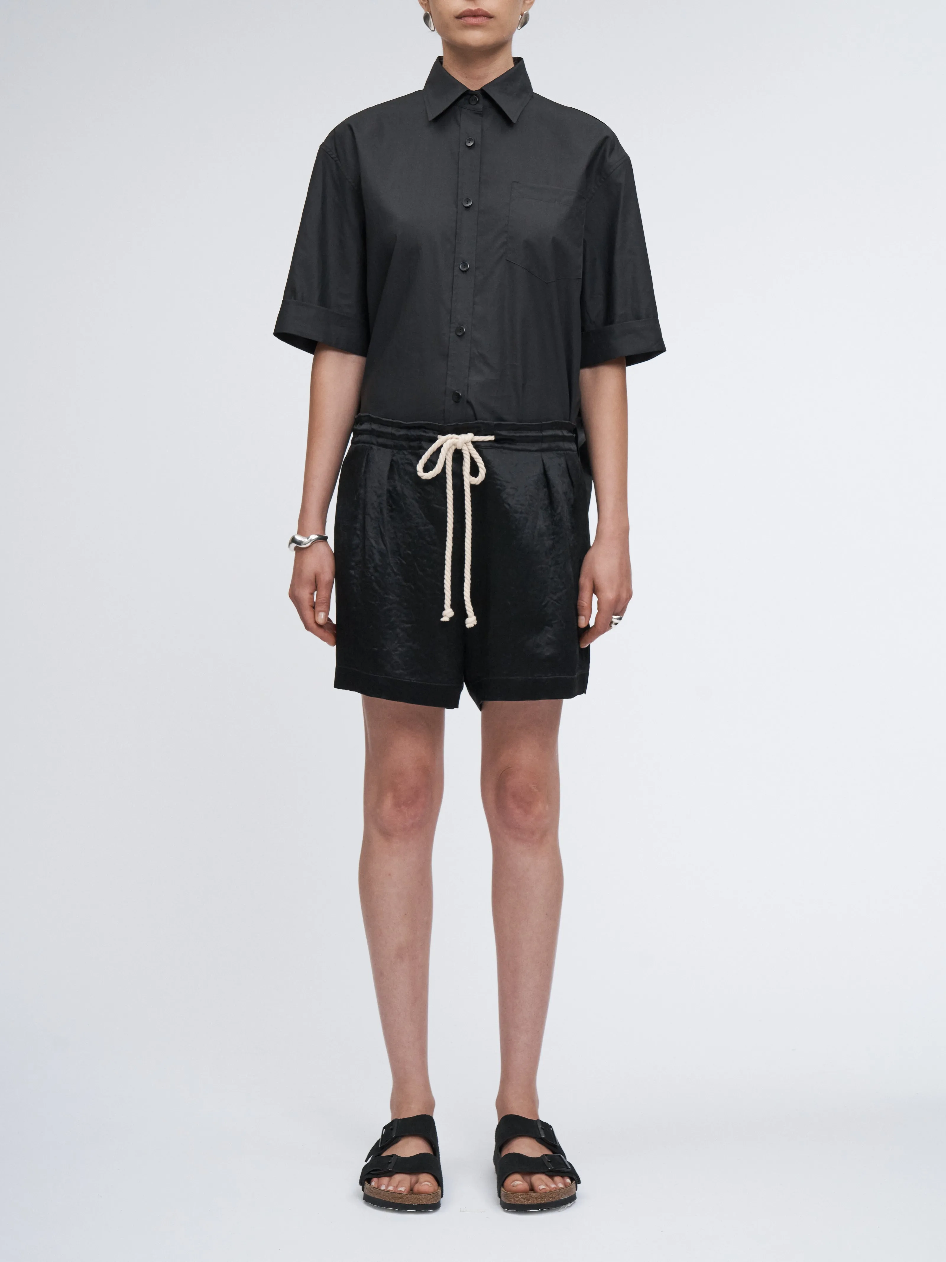 Short Sleeve Oversized Shirt in Black sold by MARIA McMANUS