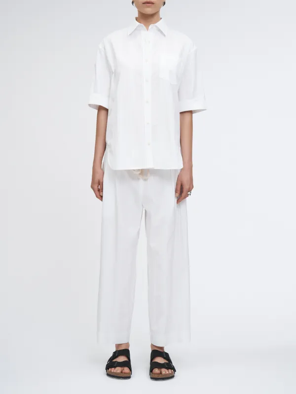 Short Sleeve Oversized Shirt in White/White Stripe sold by MARIA McMANUS
