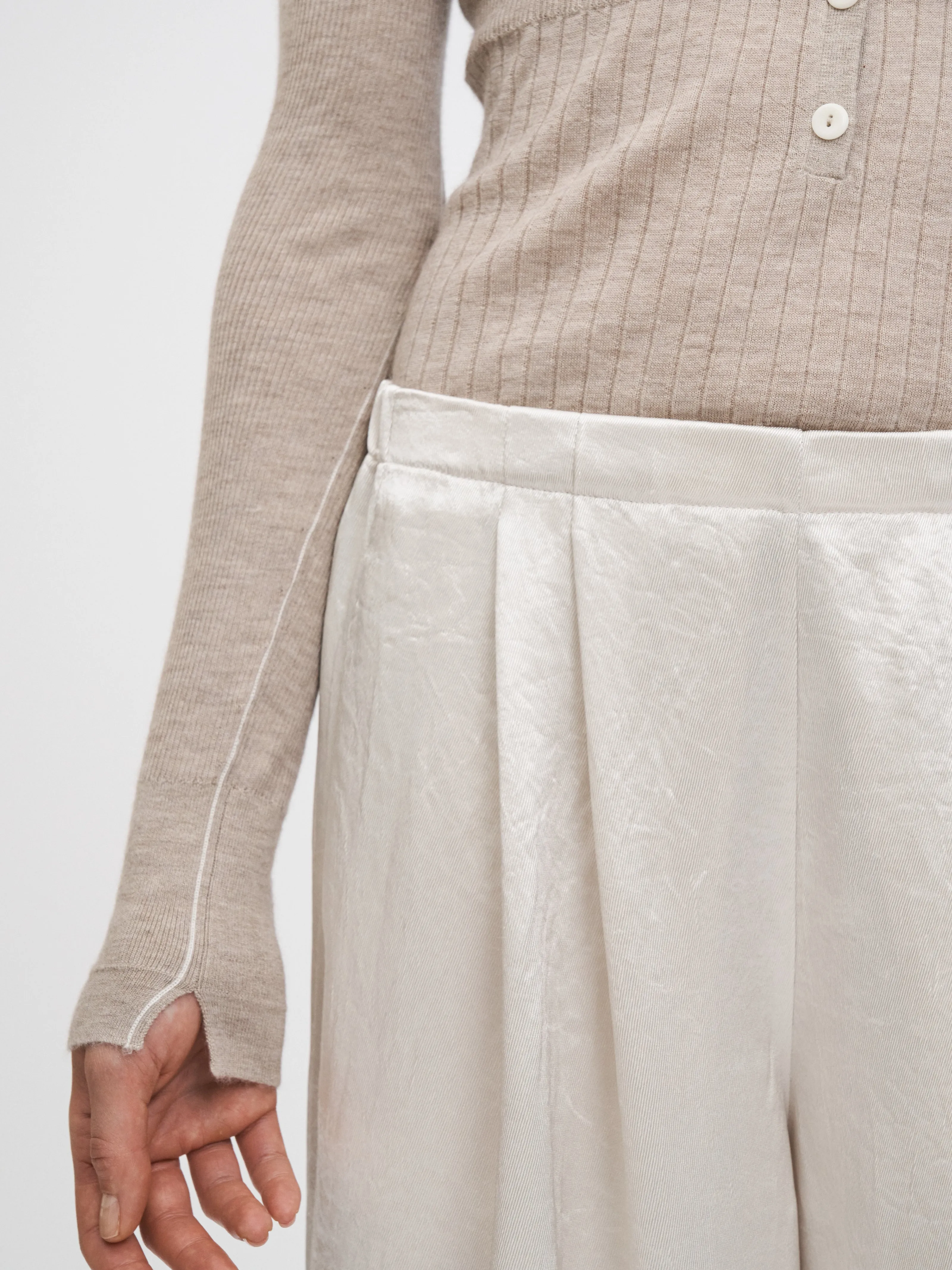 Flap Pocket Basketball Short in Glossy Champagne sold by MARIA McMANUS product image thumbnail 4