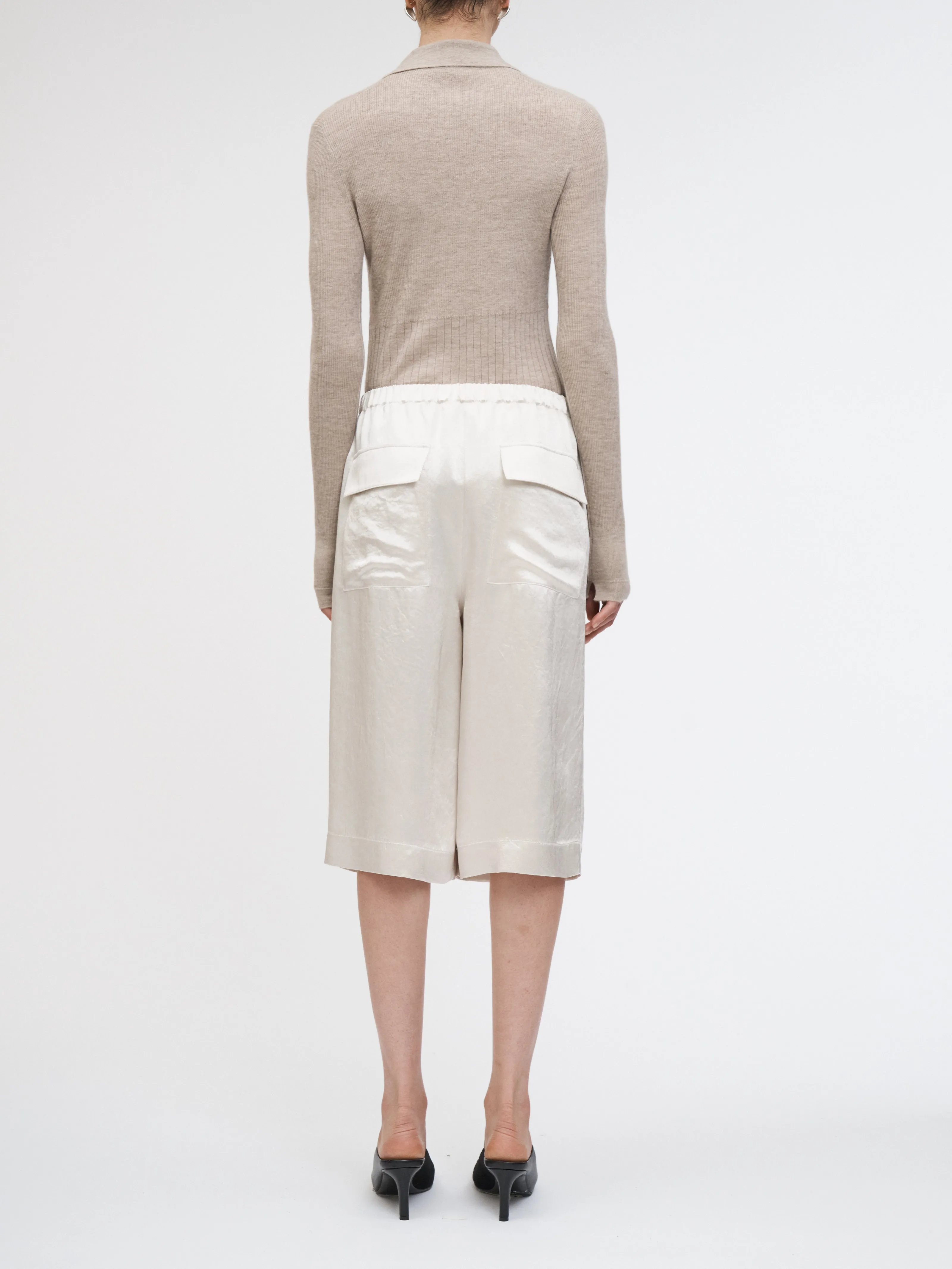 Flap Pocket Basketball Short in Glossy Champagne sold by MARIA McMANUS product image thumbnail 3