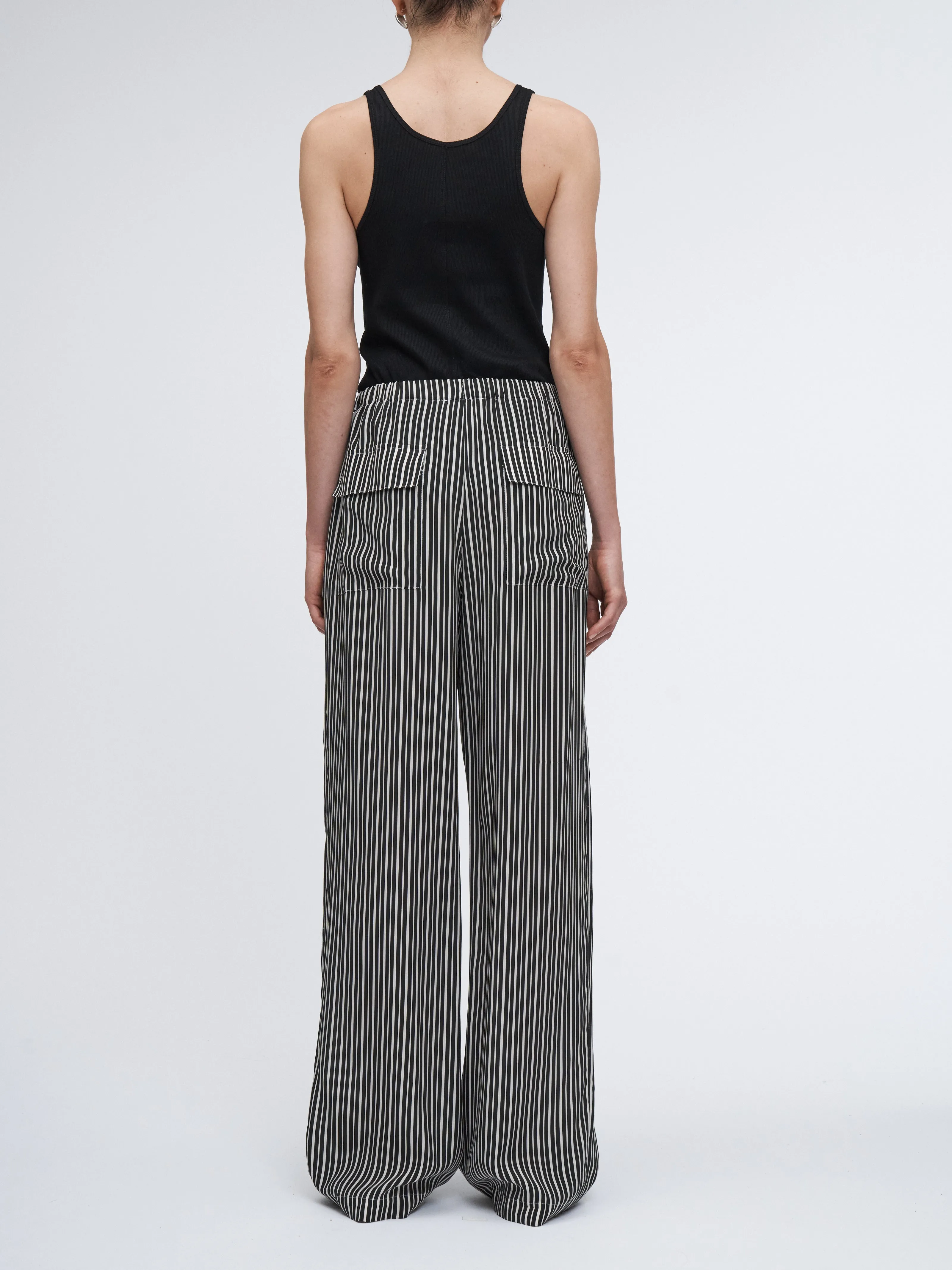 Flap Pocket Pleat Pant in Black/White Awning Stripe sold by MARIA McMANUS product image thumbnail 4