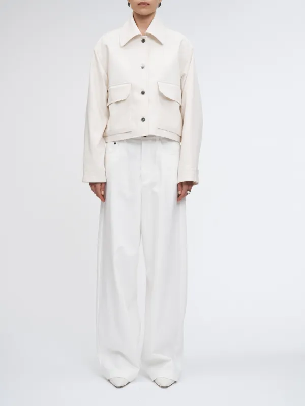 Cropped Swing Jacket in Ivory sold by MARIA McMANUS