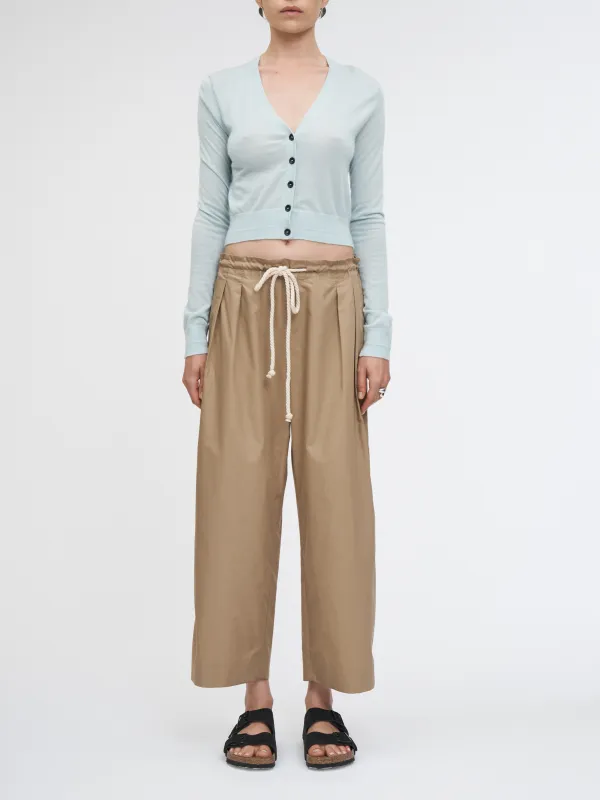 Drawstring Pleat Front Pant in Walnut sold by MARIA McMANUS