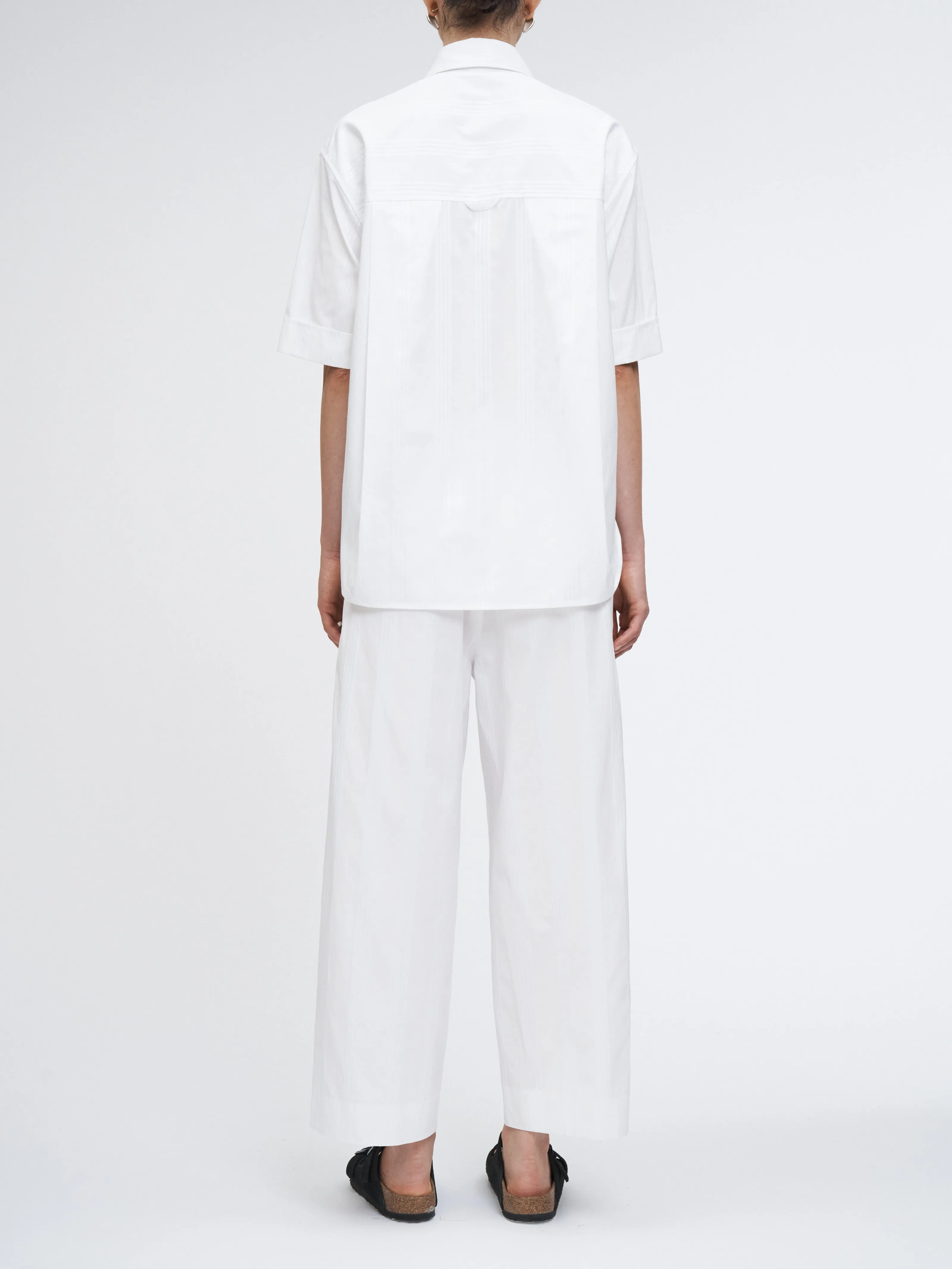 Drawstring Pleat Front Pant in White/White Stripe sold by MARIA McMANUS product image thumbnail 4