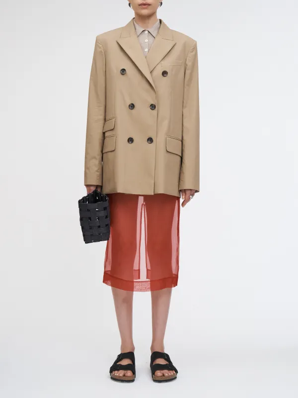 Lined Sheer Skirt in Carmine Red sold by MARIA McMANUS