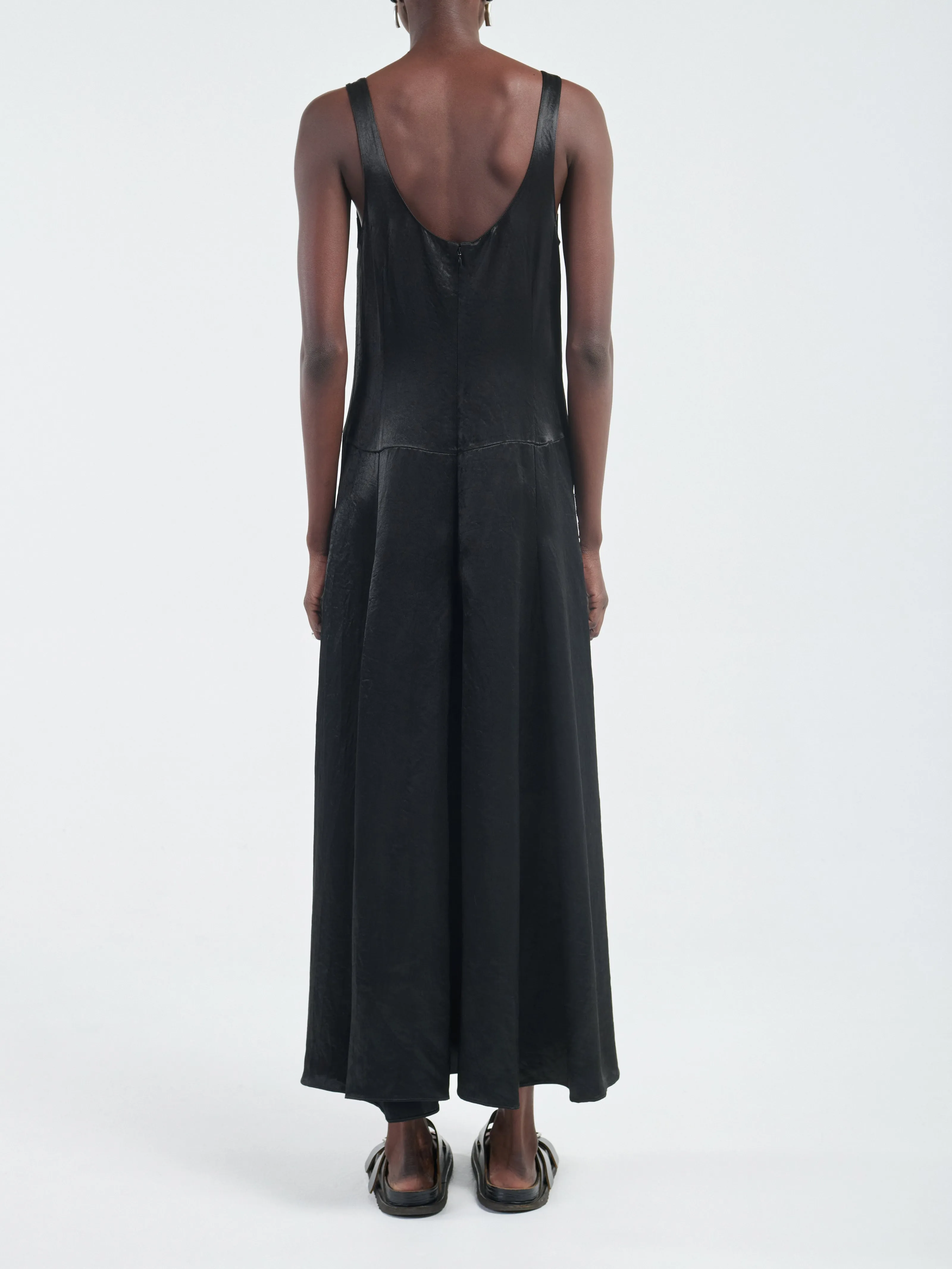 Godet Dress Macrame in Glossy Black sold by MARIA McMANUS product image thumbnail 3