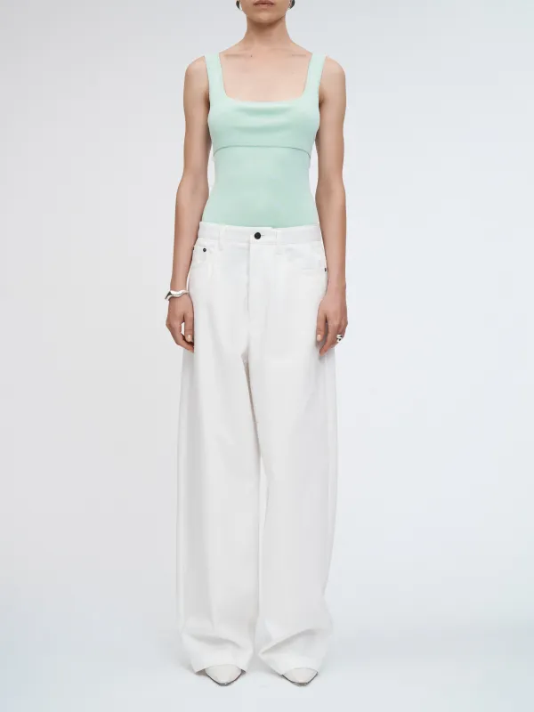 5 Pocket Wide Leg Jean in Snow White sold by MARIA McMANUS