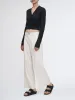 Pleat Front Wide Leg Crop in Ivory sold by MARIA McMANUS