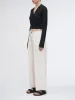 Pleat Front Wide Leg Crop in Ivory sold by MARIA McMANUS