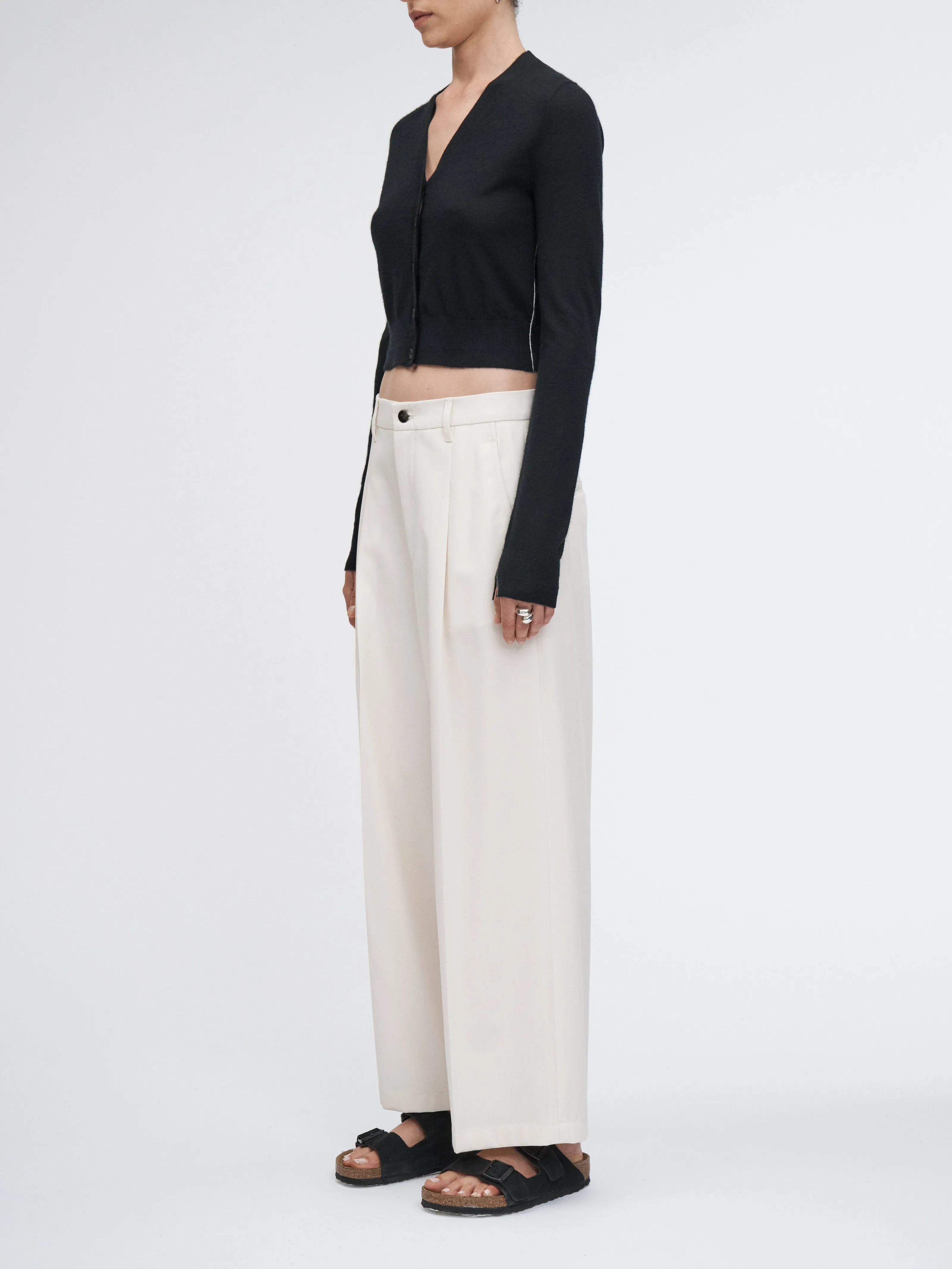 Pleat Front Wide Leg Crop in Ivory sold by MARIA McMANUS product image thumbnail 2
