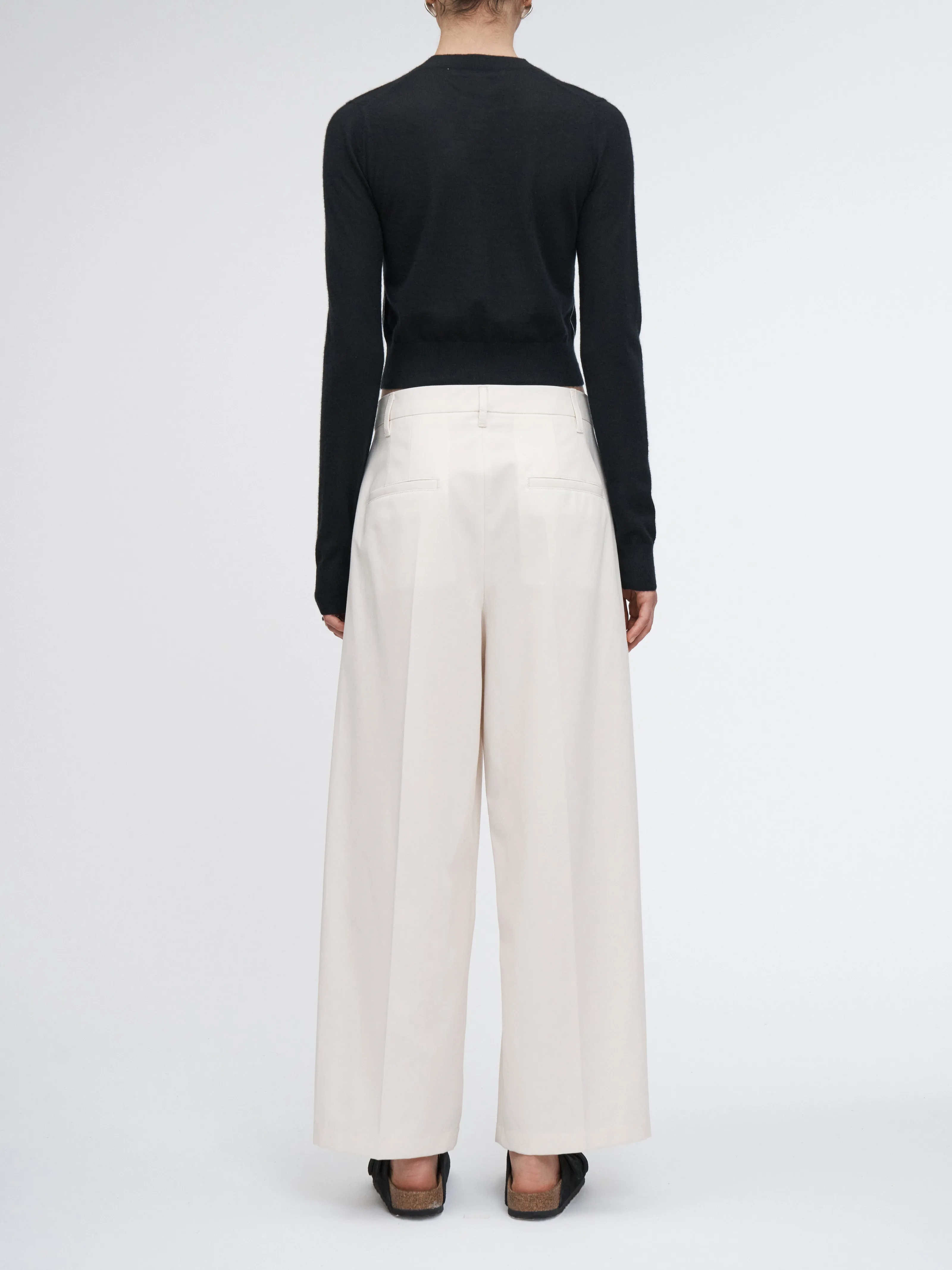 Pleat Front Wide Leg Crop in Ivory sold by MARIA McMANUS product image thumbnail 3