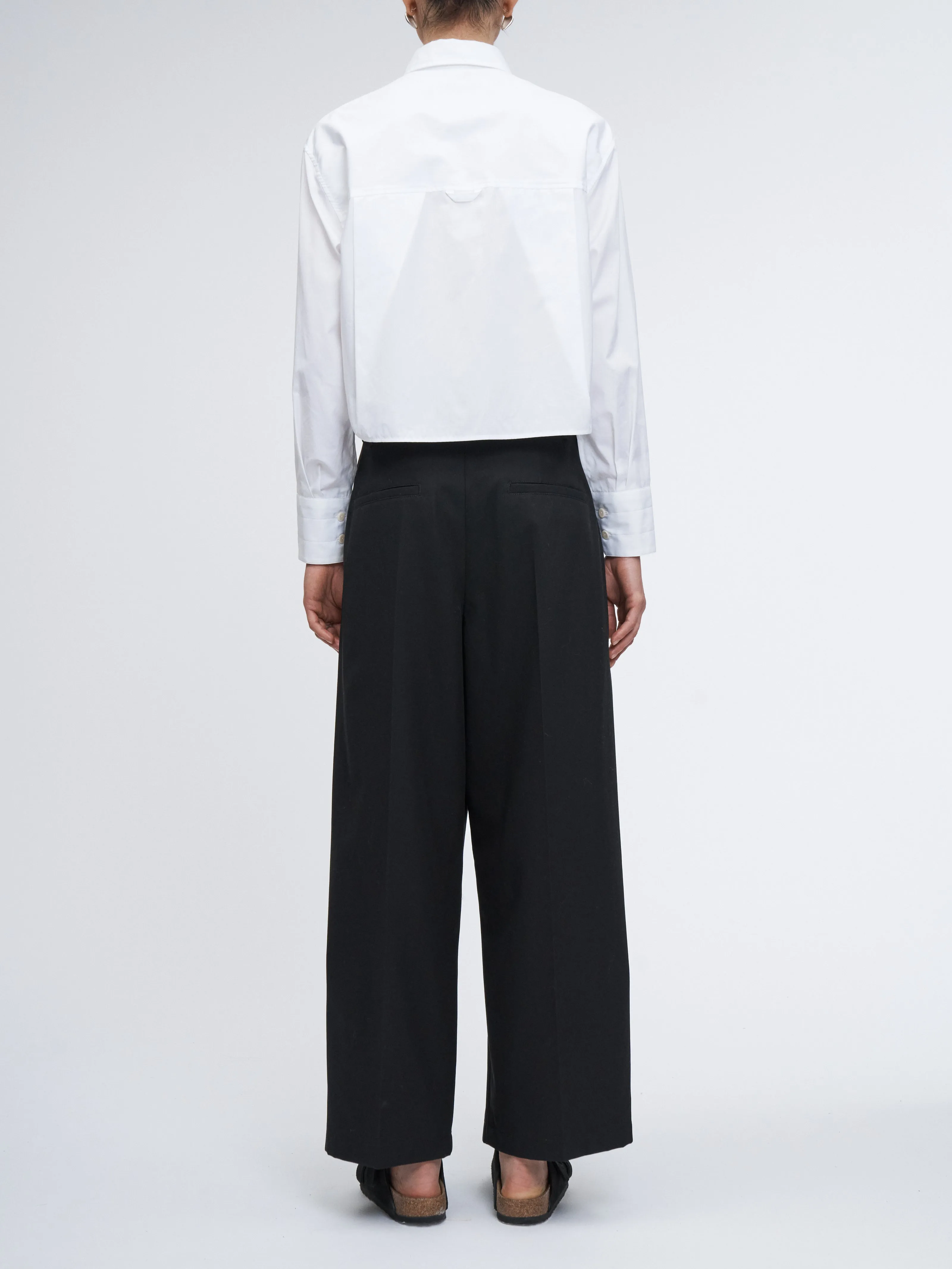 Pleat Front Wide Leg Crop in Black sold by MARIA McMANUS product image thumbnail 3