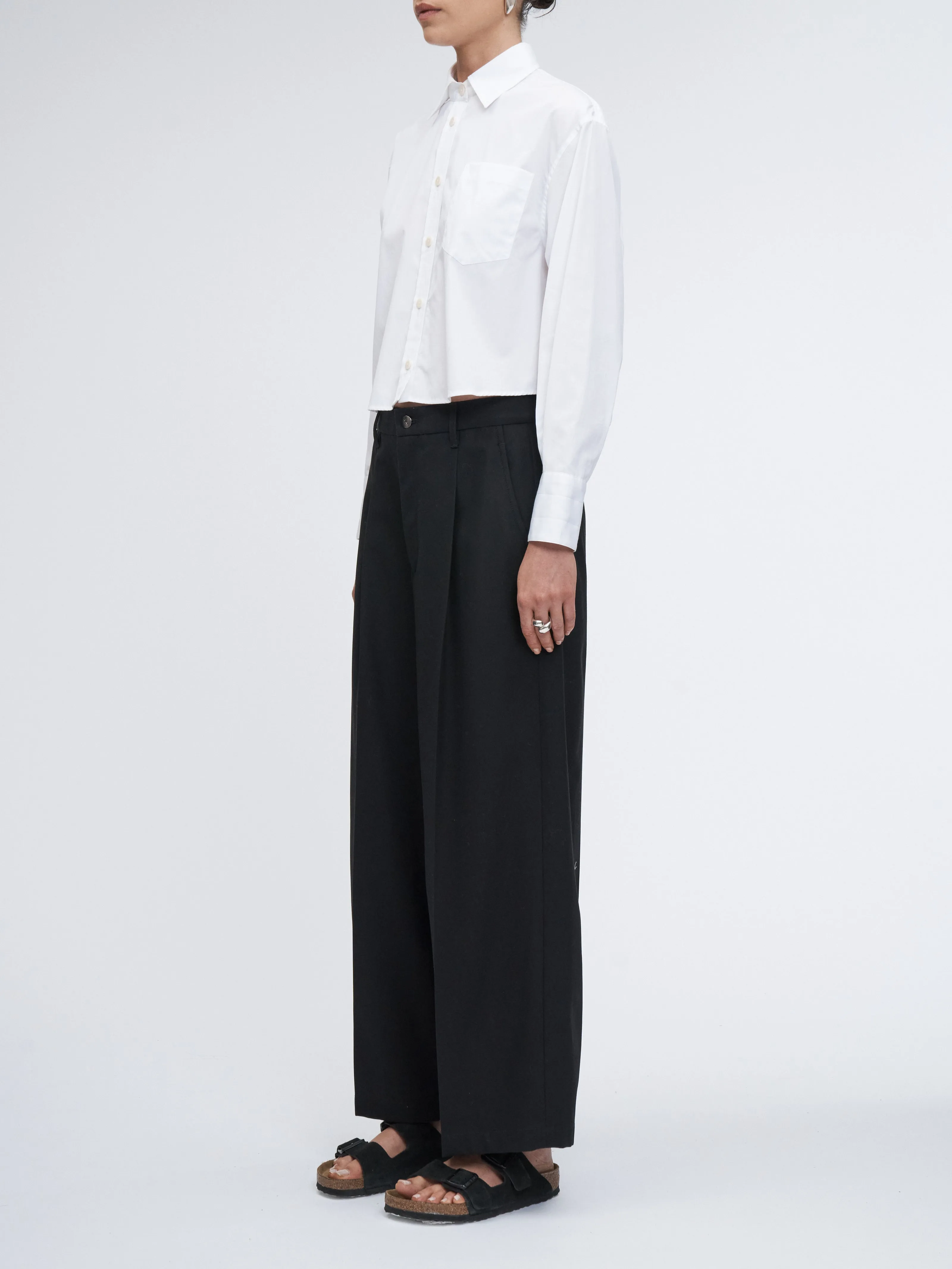 Pleat Front Wide Leg Crop in Black sold by MARIA McMANUS product image thumbnail 2
