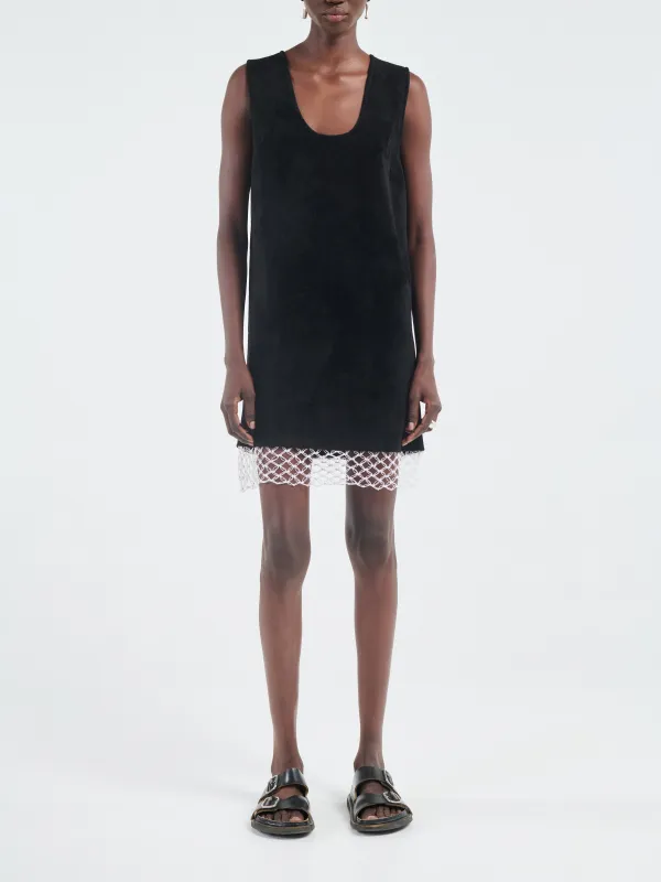 Velour Tunic Macrame in Black made by MARIA McMANUS