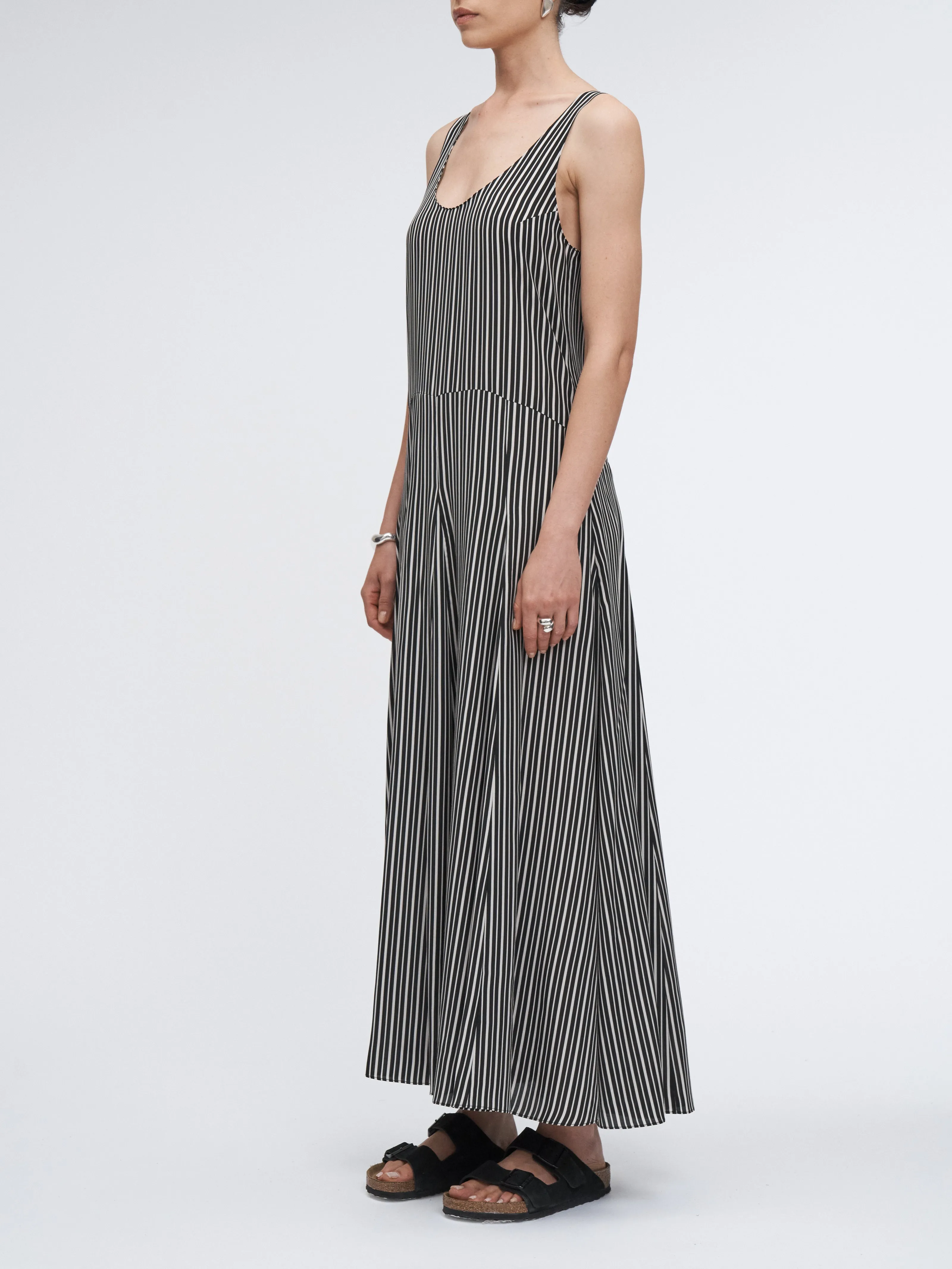 Godet Dress in Black/White Awning Stripe sold by MARIA McMANUS product image thumbnail 2