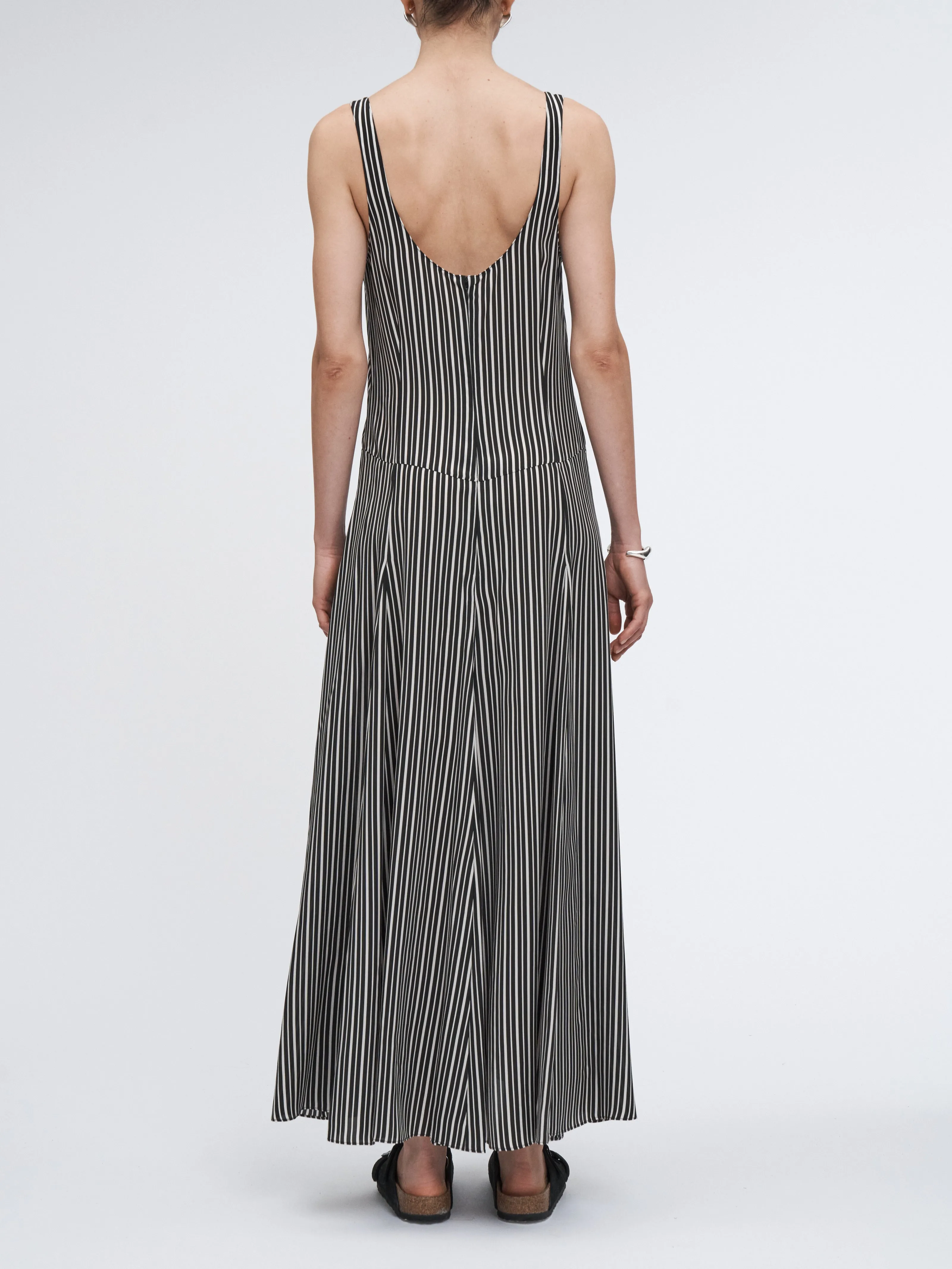 Godet Dress in Black/White Awning Stripe sold by MARIA McMANUS product image thumbnail 4