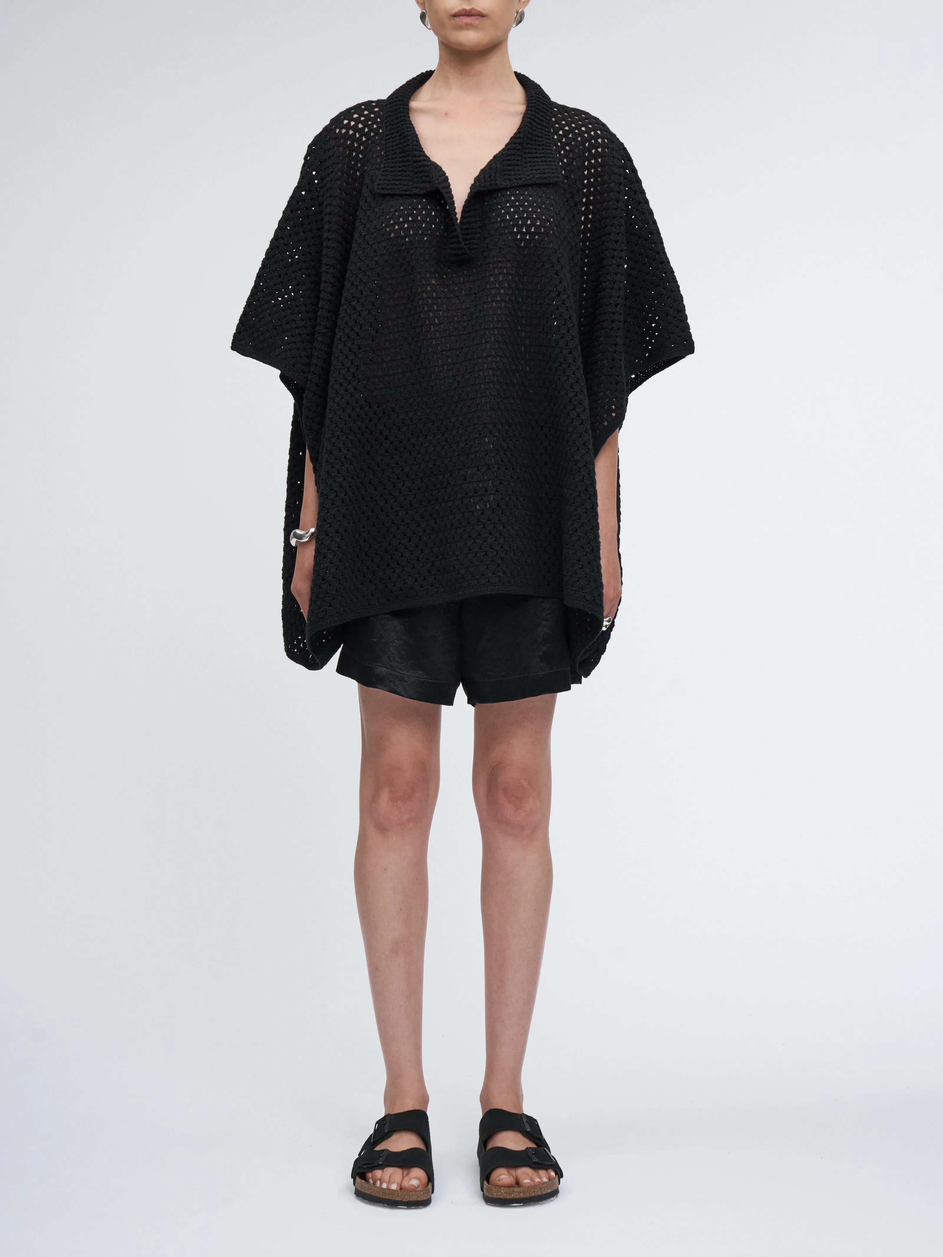 Hand Crochet Cape Polo in Black sold by MARIA McMANUS