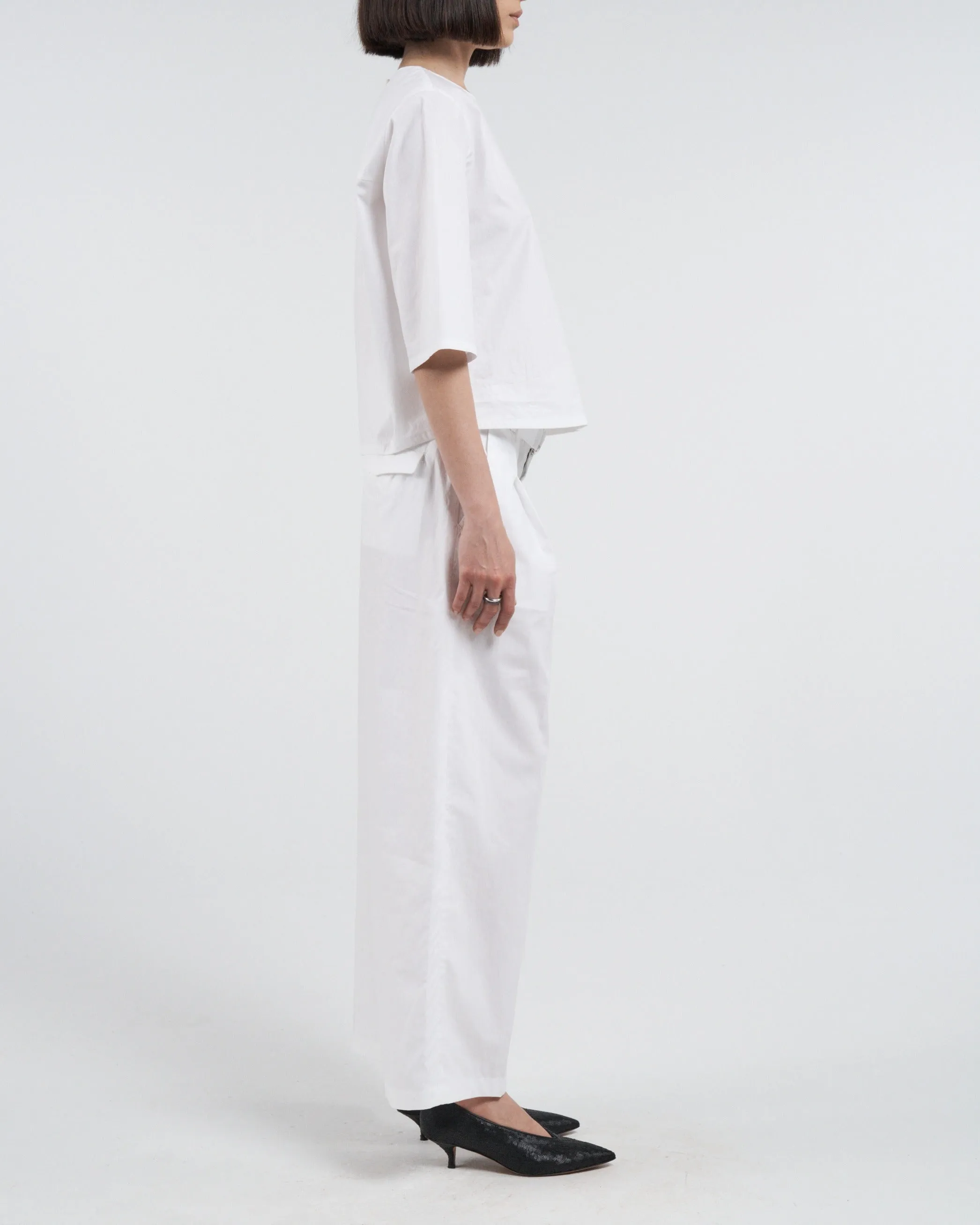Belted Wide Leg Crop in White sold by MARIA McMANUS product image thumbnail 2