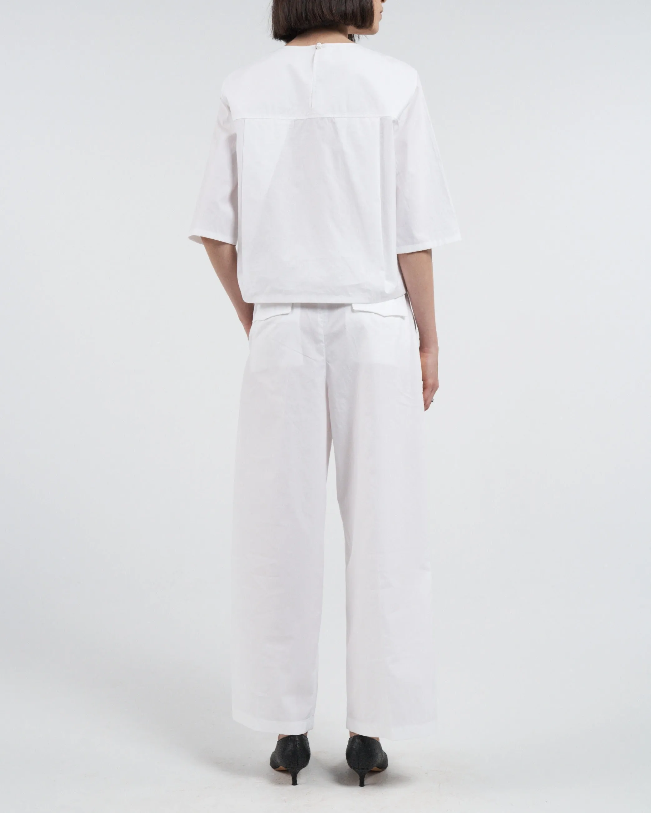 Belted Wide Leg Crop in White sold by MARIA McMANUS product image thumbnail 3