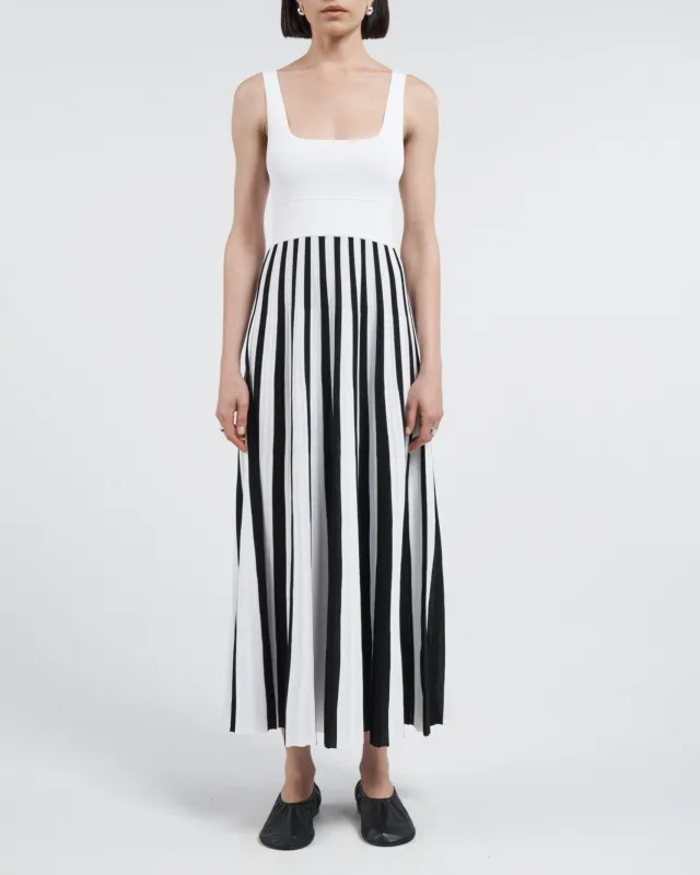 Square Neck Mesh Dress in White sold by MARIA McMANUS