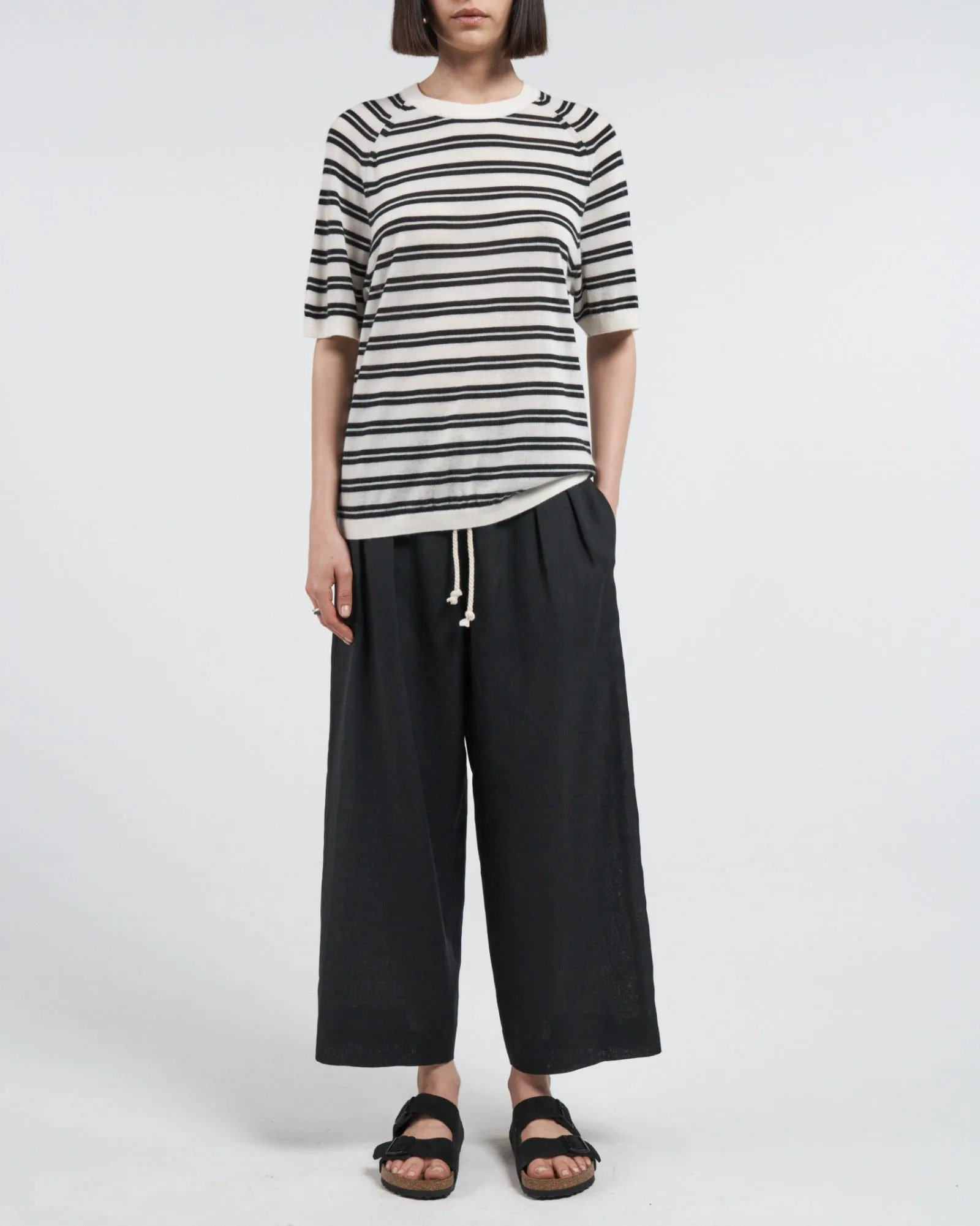 Oversized T-Shirt in Ivory/Black Stripe sold by MARIA McMANUS