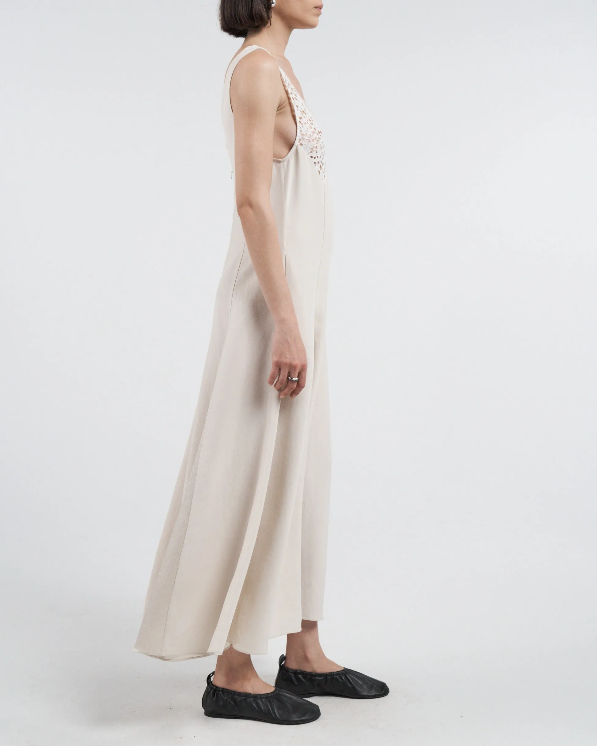 V-Neck Lace Detail Dress in Ivory sold by MARIA McMANUS product image thumbnail 2