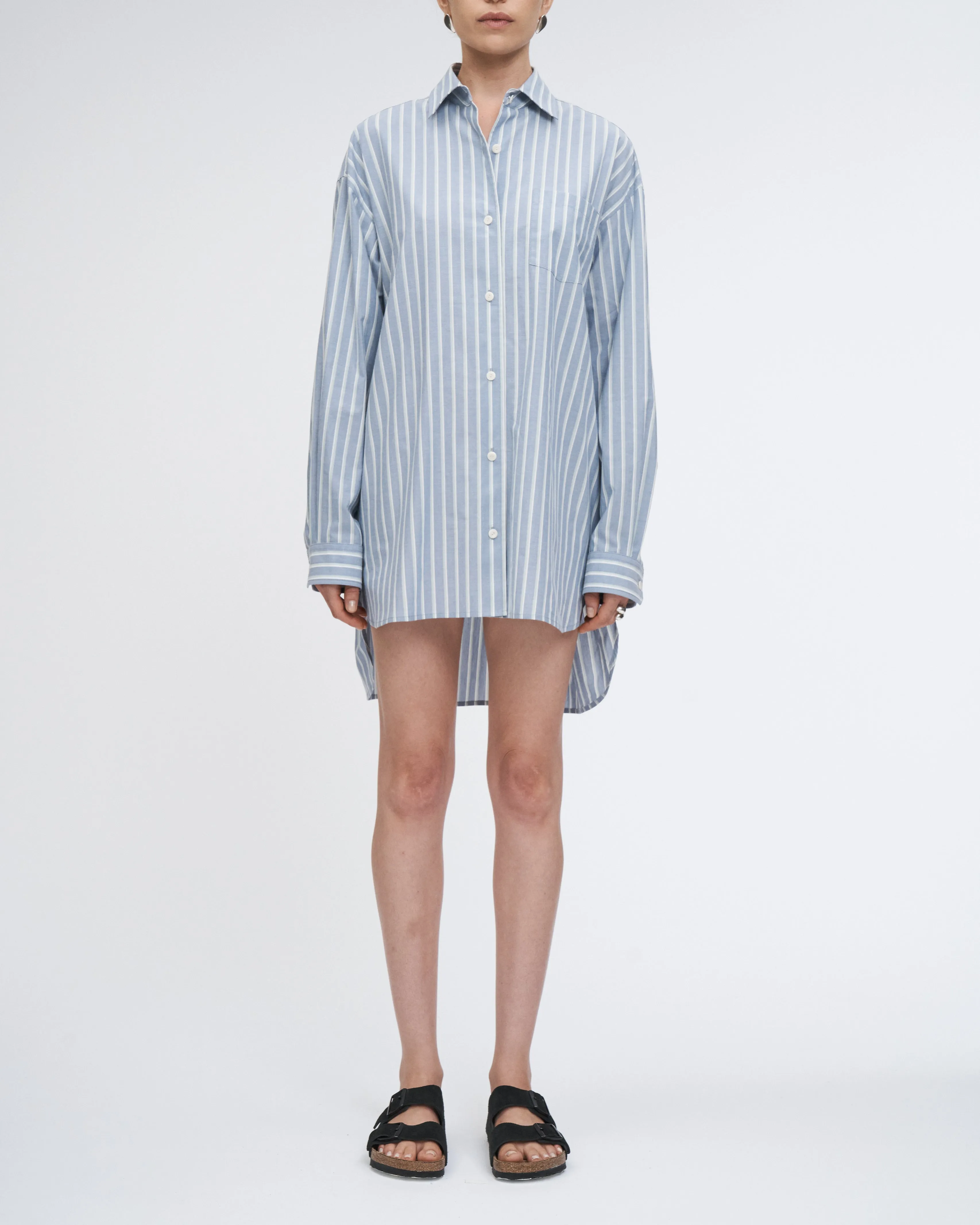 A-Line Tunic Shirt in Denim Mint Stripe sold by MARIA McMANUS product image thumbnail 2