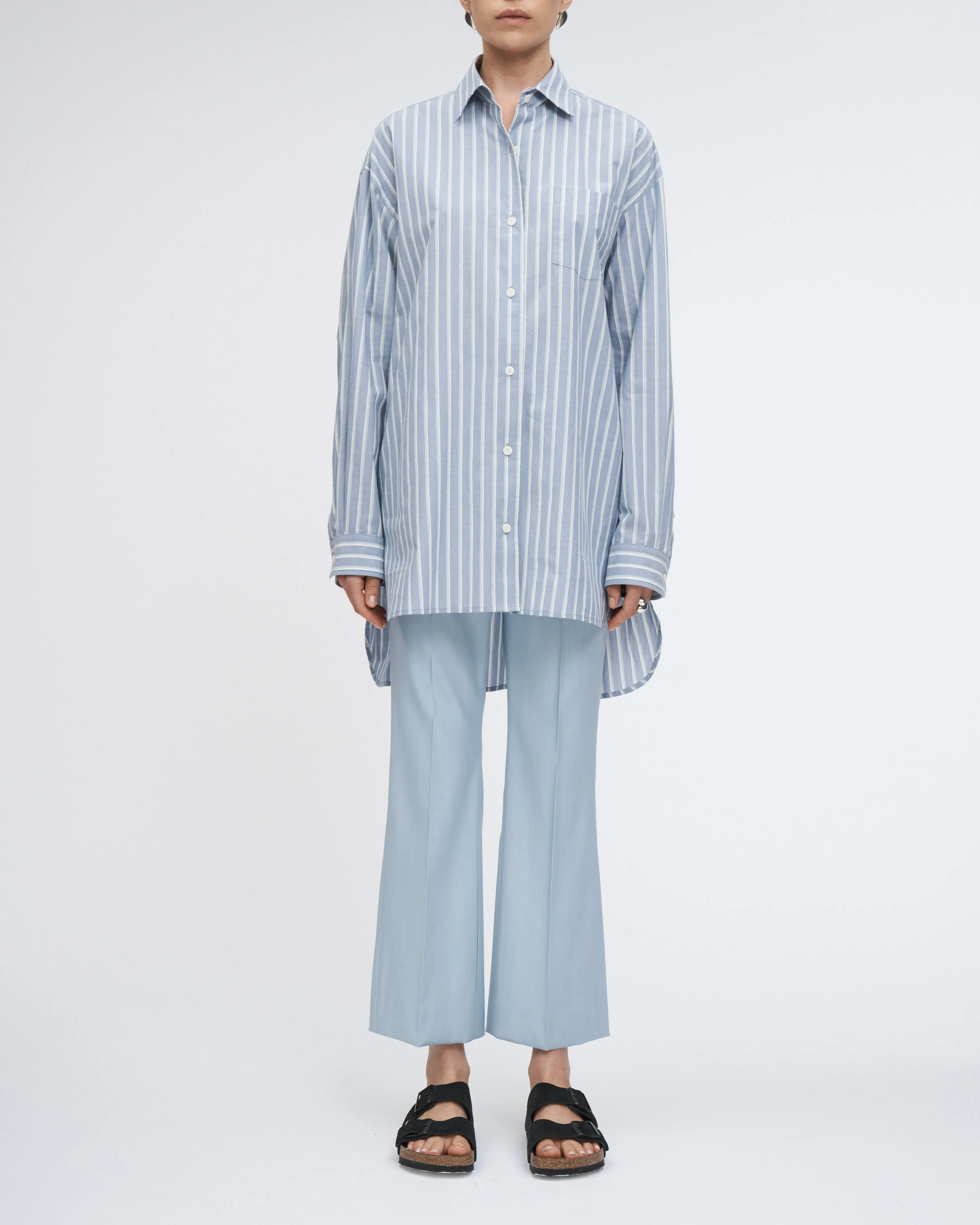 A-Line Tunic Shirt in Denim Mint Stripe sold by MARIA McMANUS product image thumbnail 5