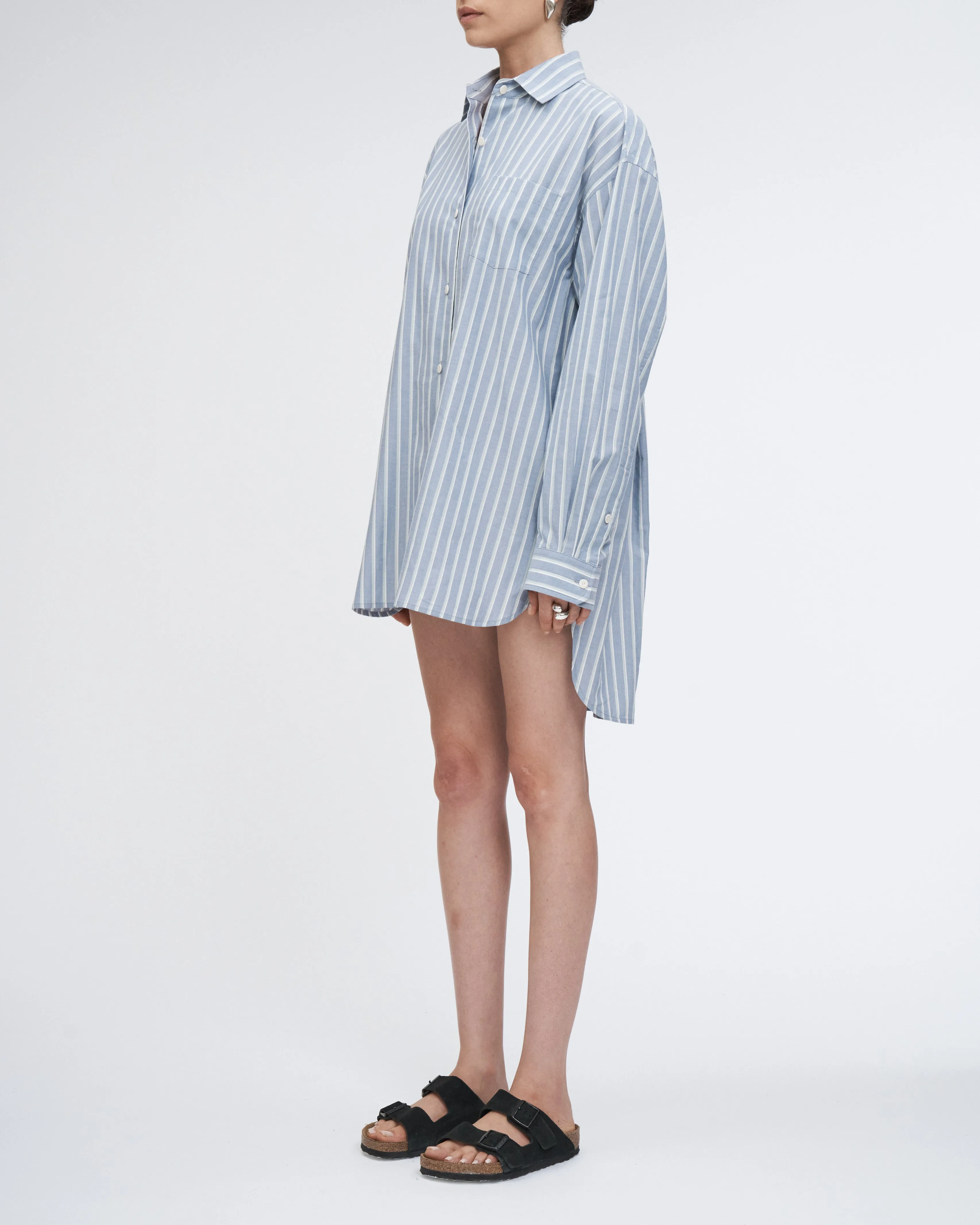 A-Line Tunic Shirt in Denim Mint Stripe sold by MARIA McMANUS product image thumbnail 3