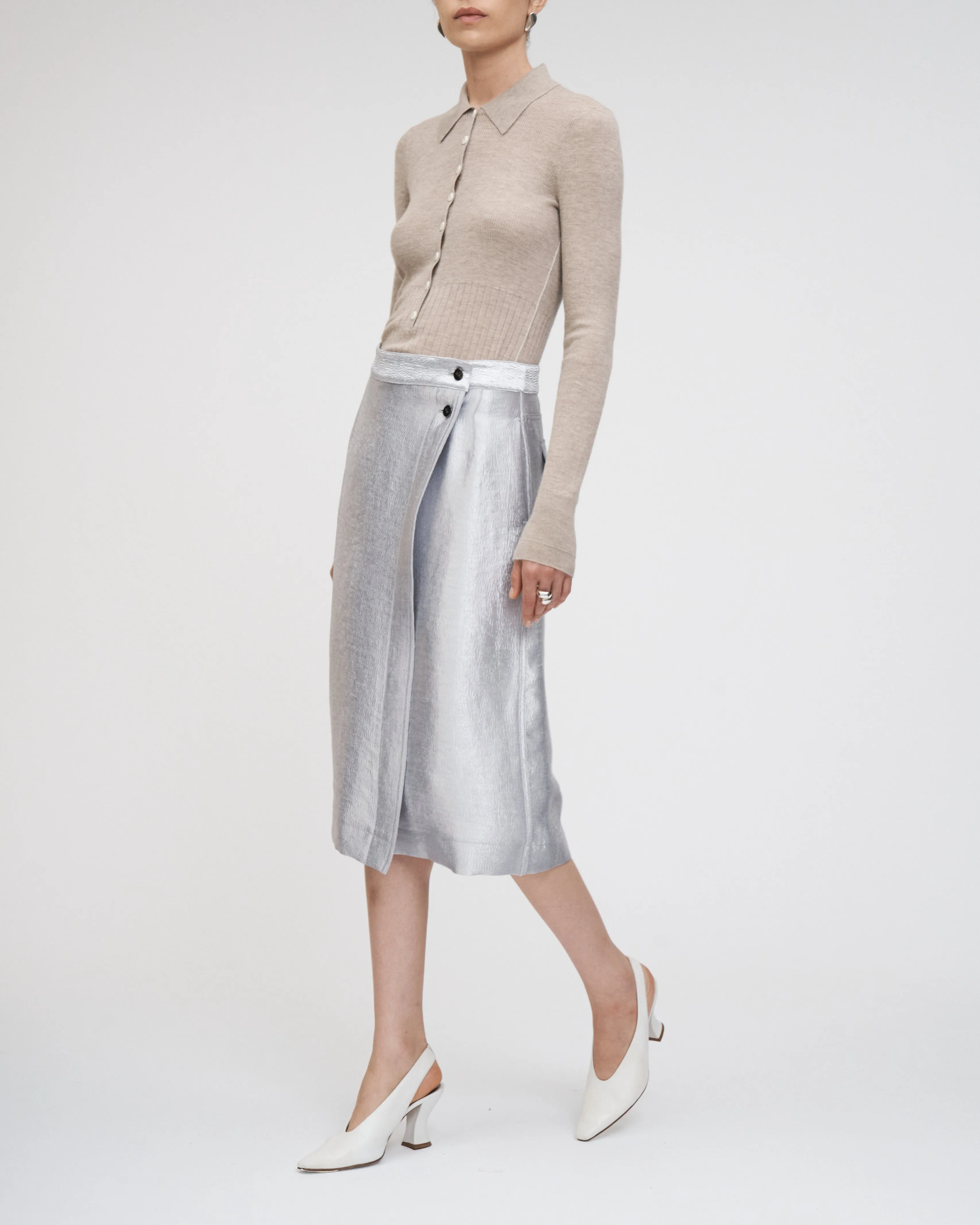 Wrap Skirt in Silver sold by MARIA McMANUS