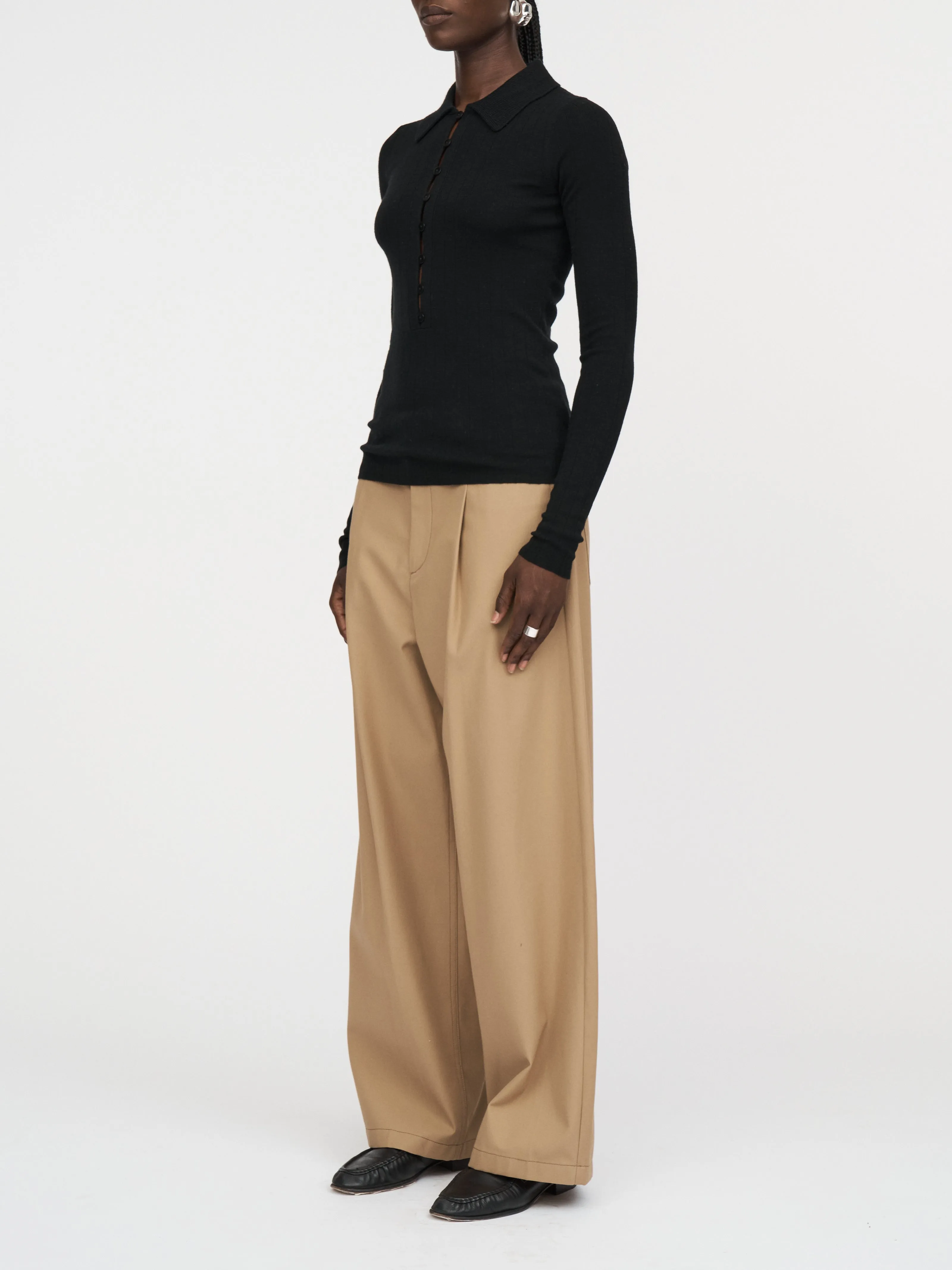 Kissing Placket Polo in Black sold by MARIA McMANUS product image thumbnail 2