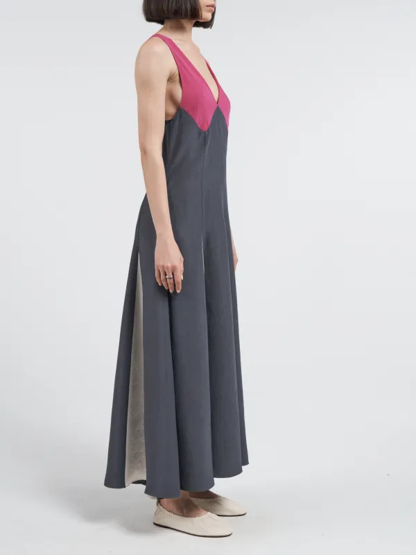V-Neck Color Block Dress in Color Block sold by MARIA McMANUS