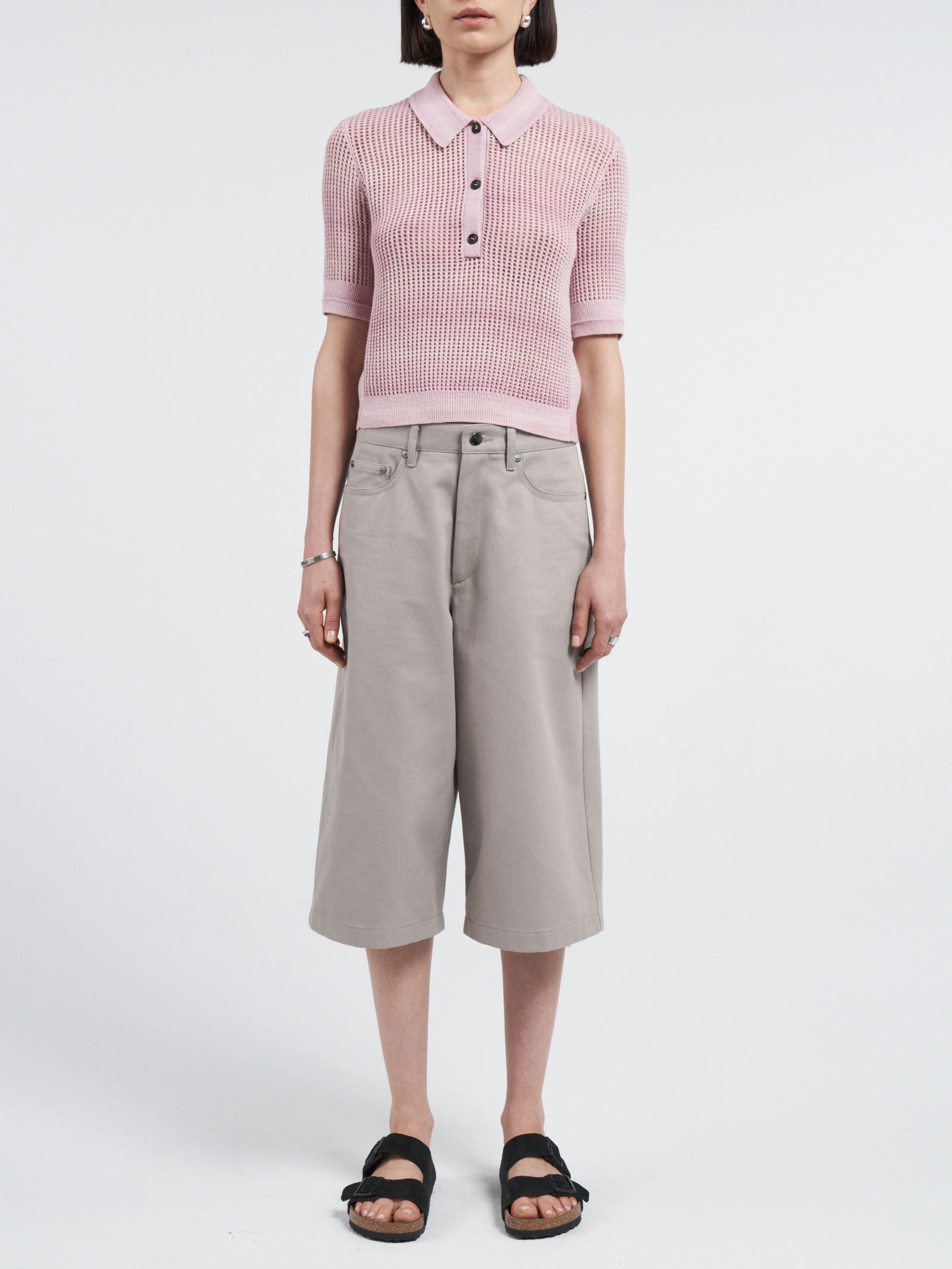 Mesh Shrunken Polo in Space Dye Pink sold by MARIA McMANUS product image thumbnail 2