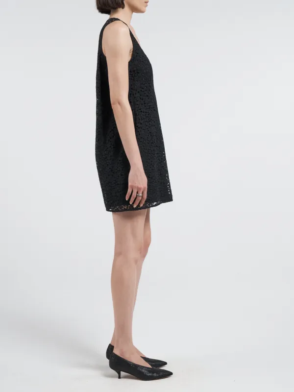 Lace Tank Cocoon Dress in Black sold by MARIA McMANUS