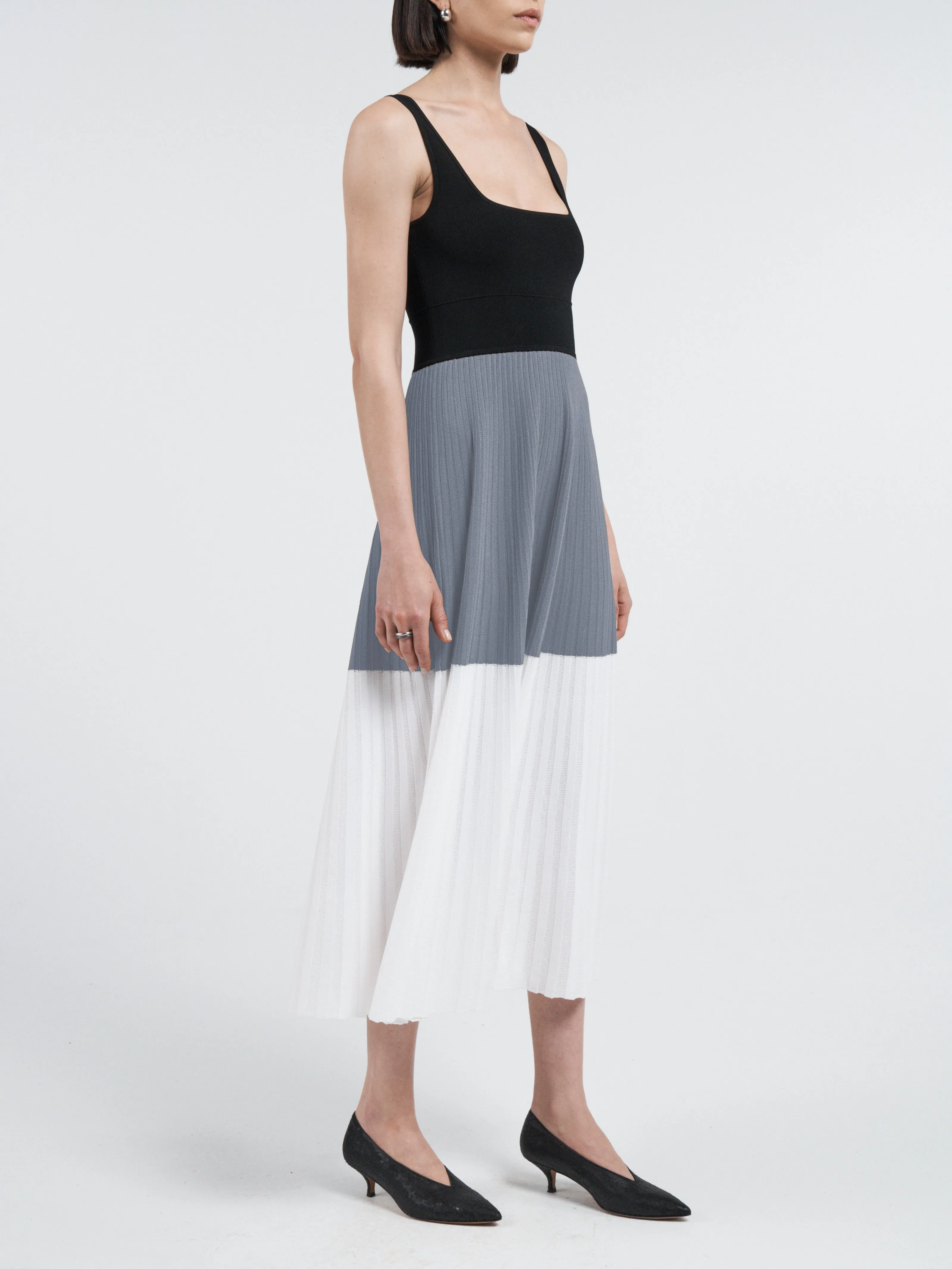Square Neck Mesh Dress in Color Block sold by MARIA McMANUS product image thumbnail 2