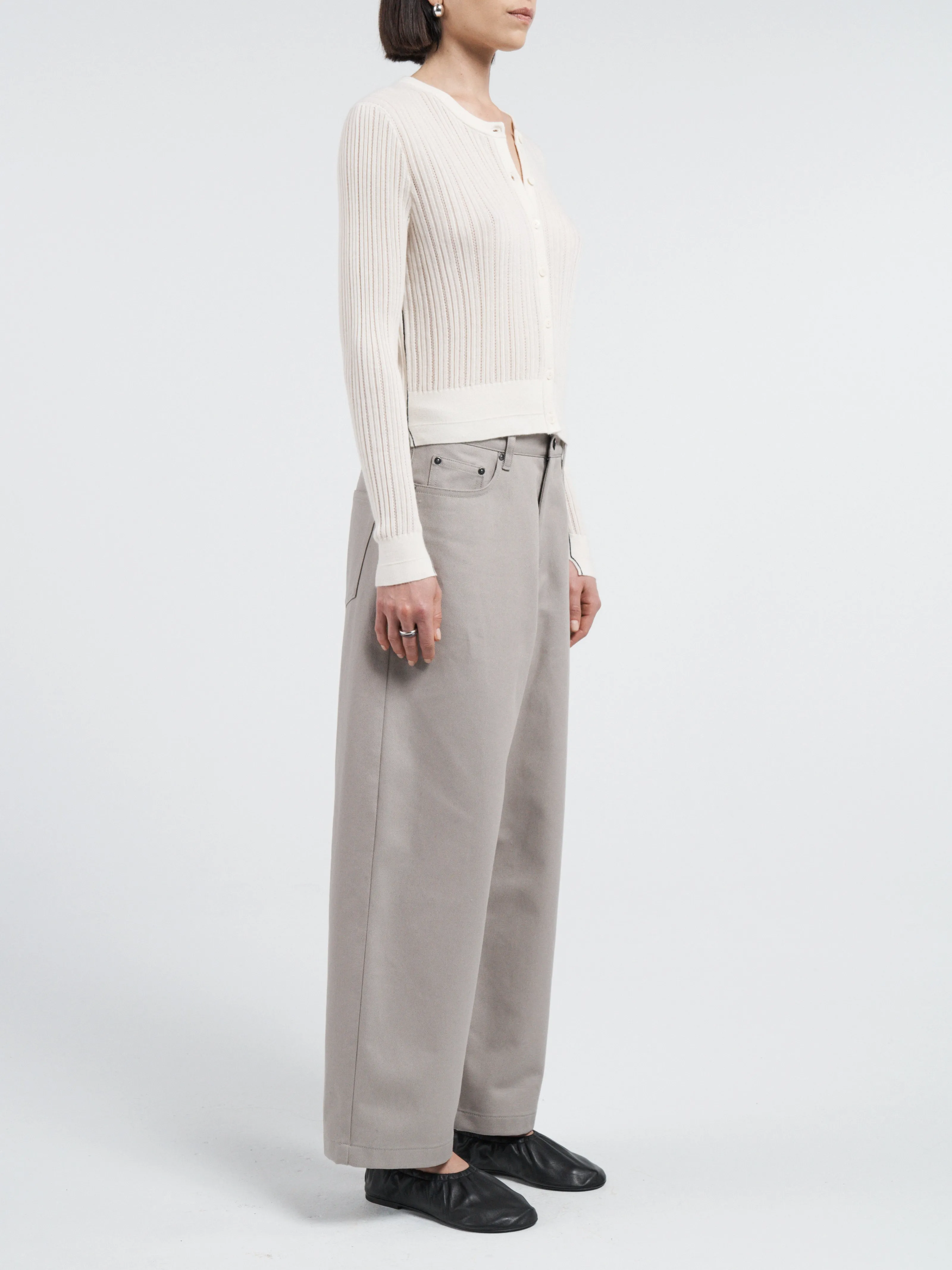 Pointelle Petite Cardigan in Ivory sold by MARIA McMANUS product image thumbnail 2