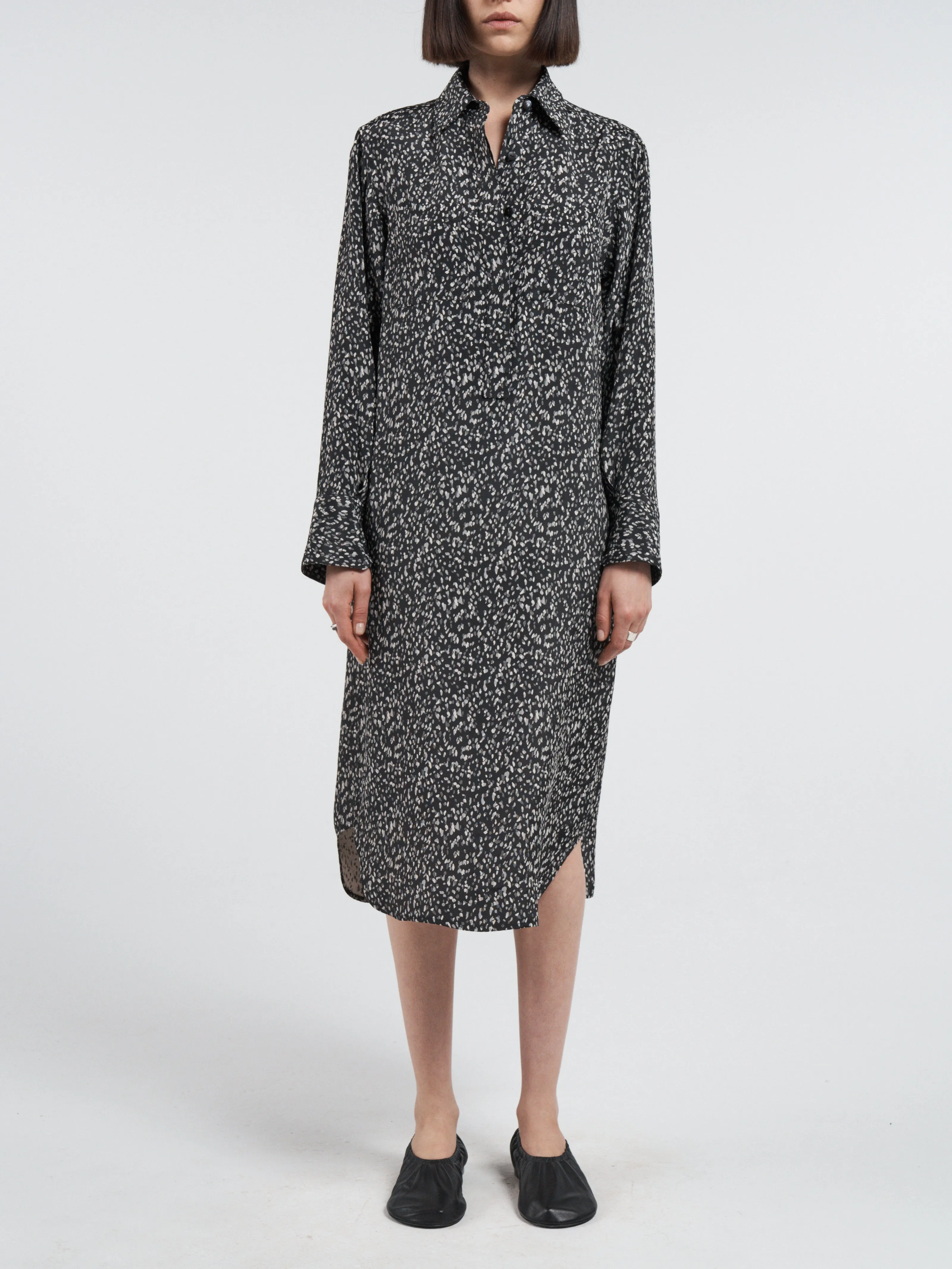 Split Sleeve Shirt Dress in Black Pebble Jacquard sold by MARIA McMANUS product image thumbnail 2