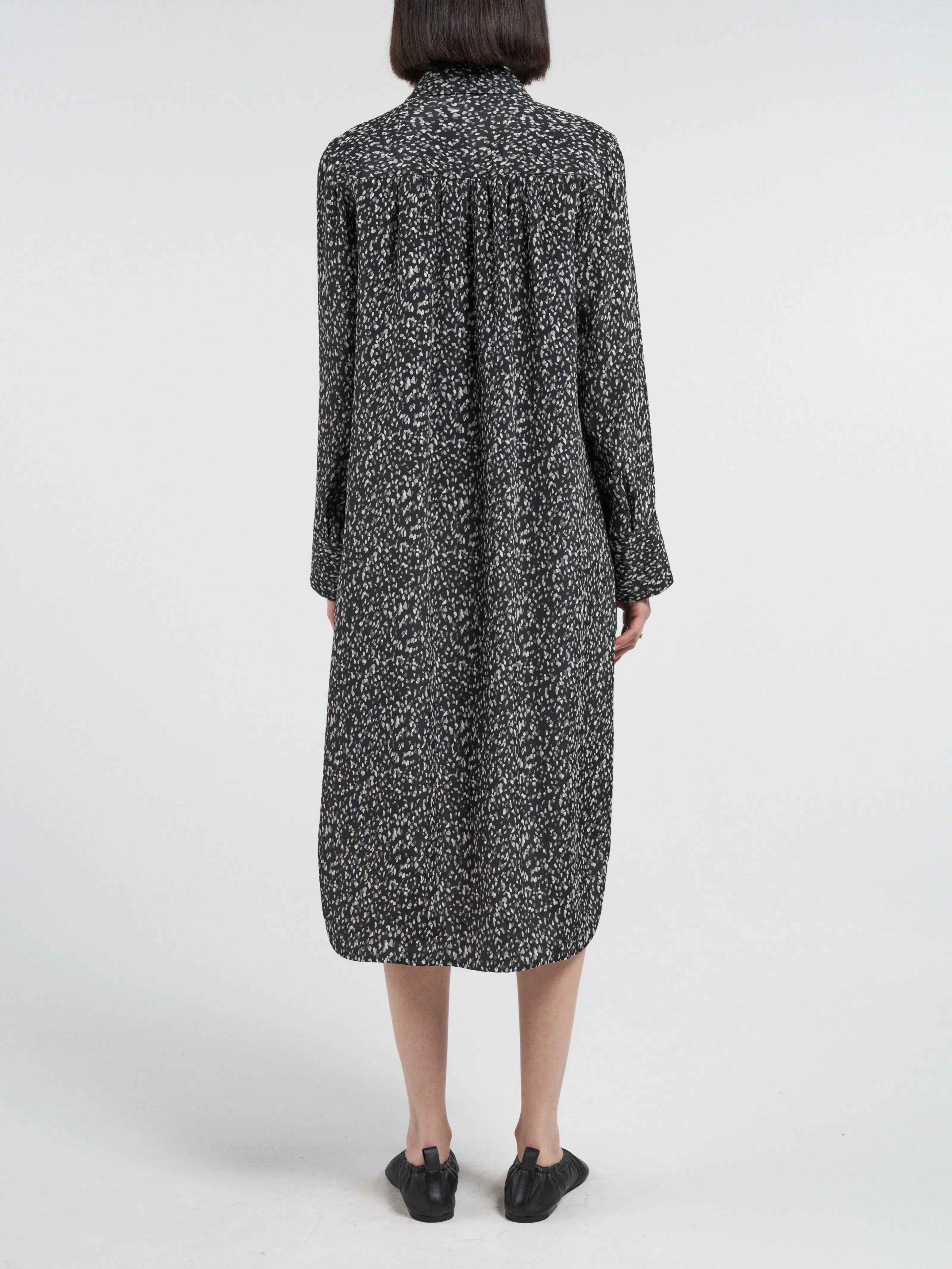 Split Sleeve Shirt Dress in Black Pebble Jacquard sold by MARIA McMANUS product image thumbnail 4