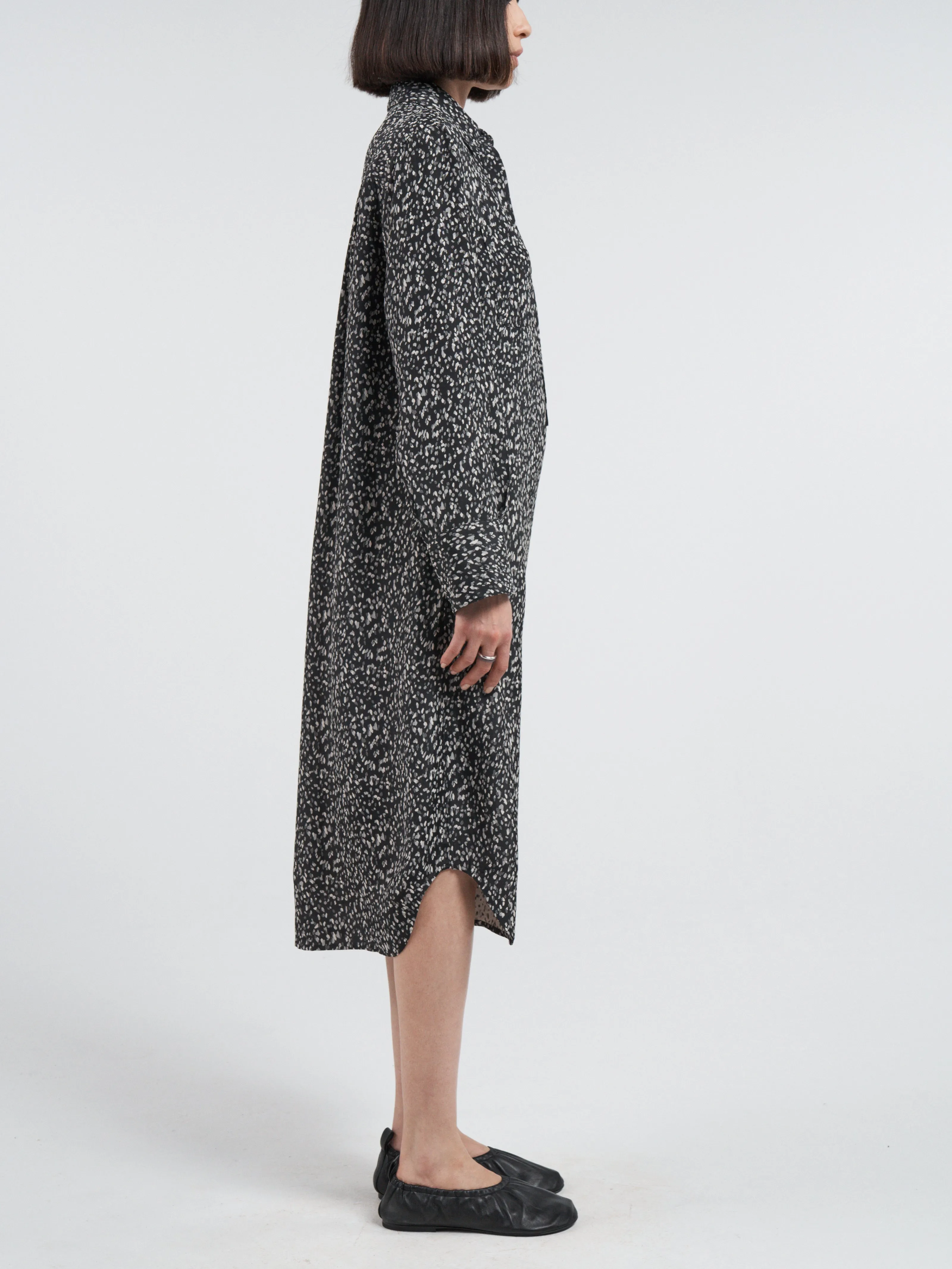Split Sleeve Shirt Dress in Black Pebble Jacquard sold by MARIA McMANUS product image thumbnail 3