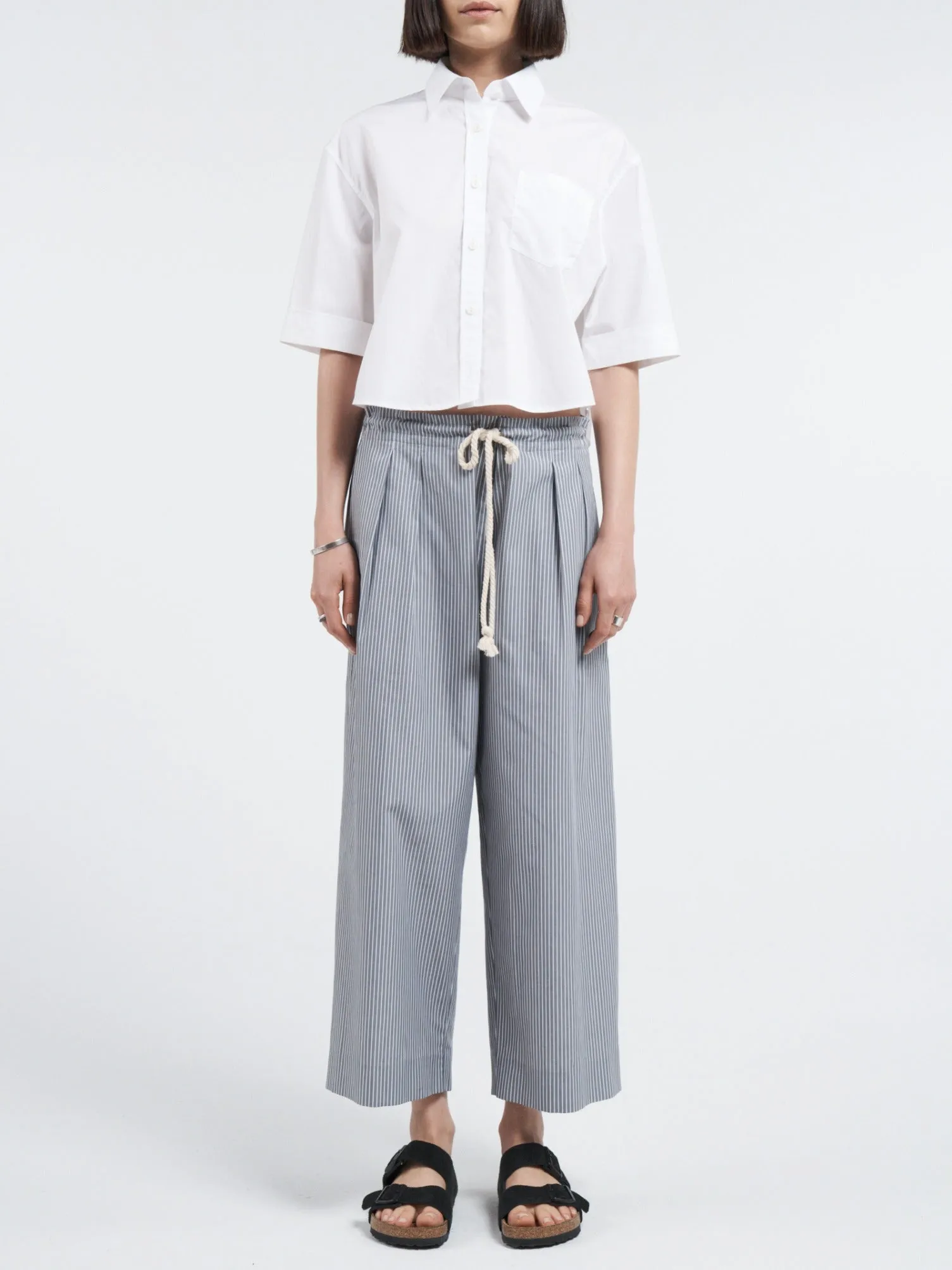 Crop Oversized Short Sleeve Shirt in White sold by MARIA McMANUS product image thumbnail 4