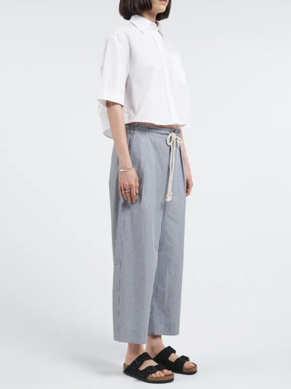 Crop Oversized Short Sleeve Shirt in White sold by MARIA McMANUS