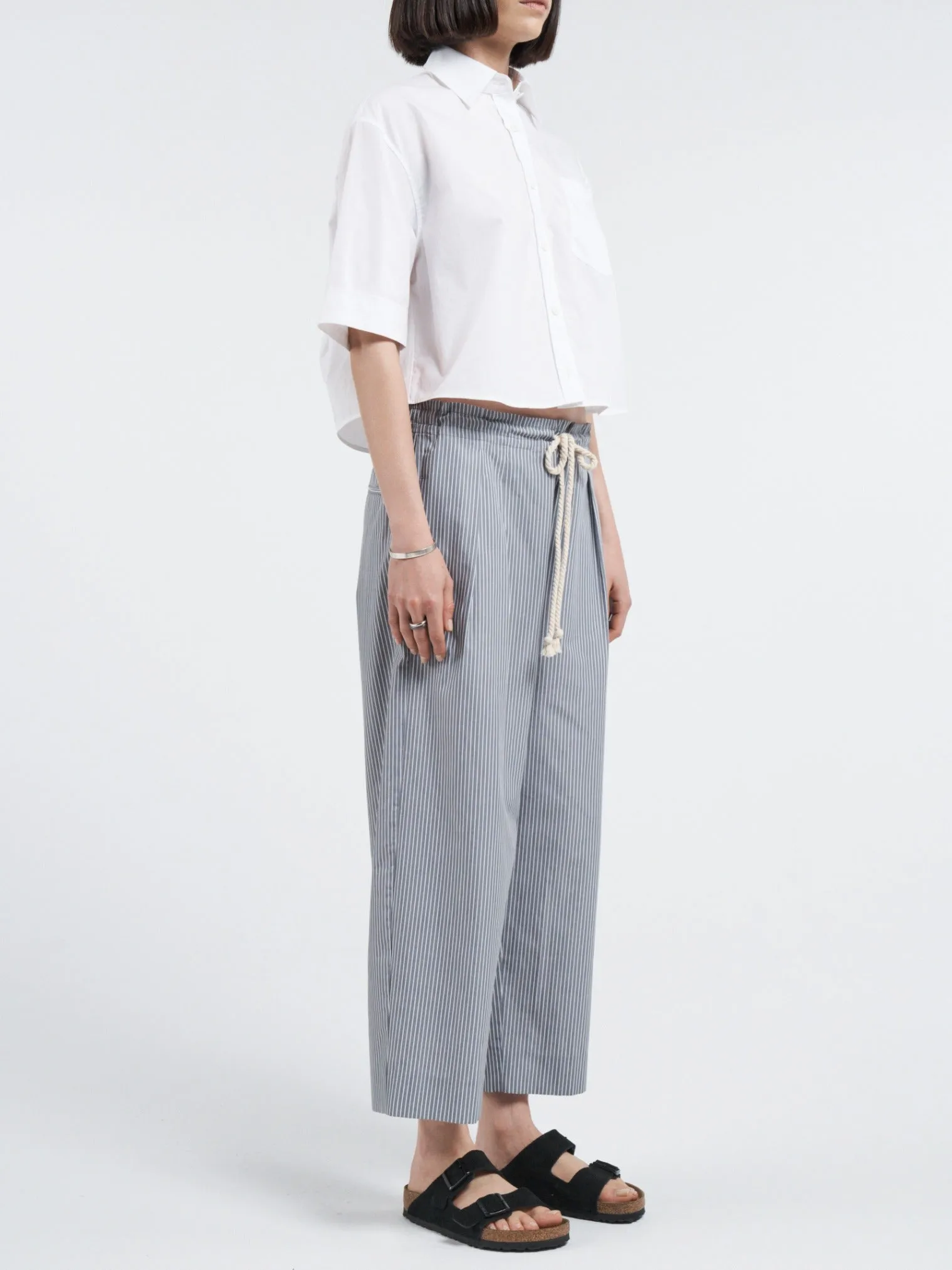 Crop Oversized Short Sleeve Shirt in White sold by MARIA McMANUS