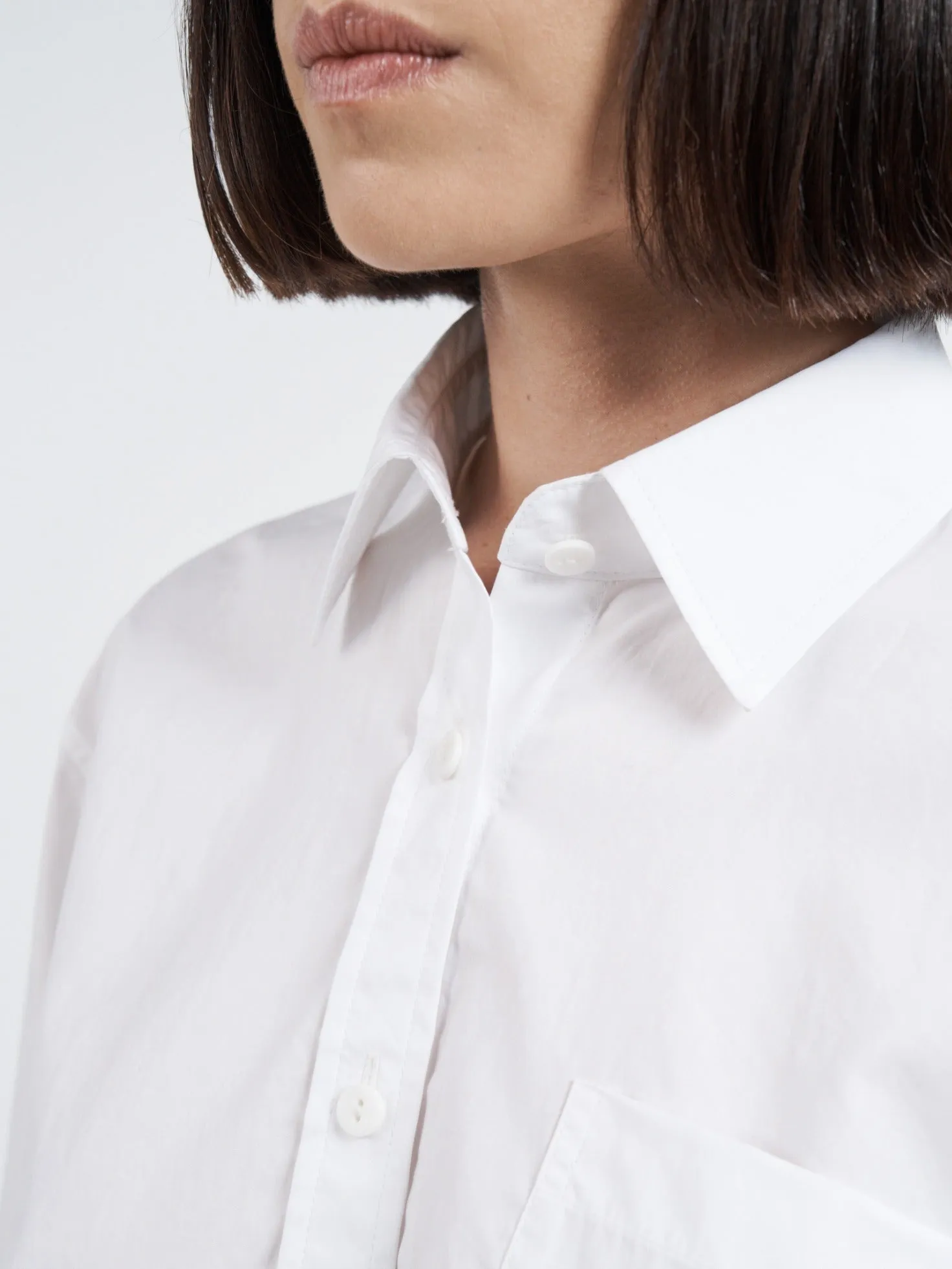 Crop Oversized Short Sleeve Shirt in White sold by MARIA McMANUS product image thumbnail 3