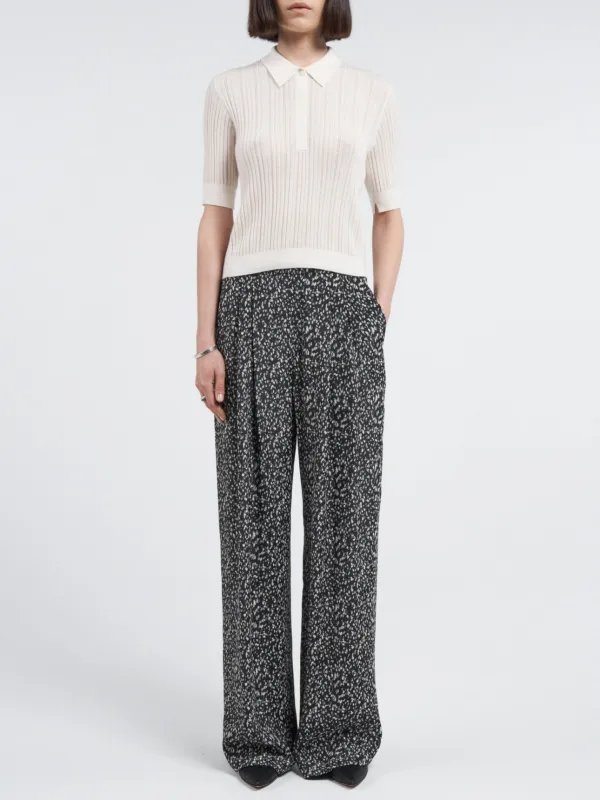 Pointelle Shrunken V Polo  in Ivory sold by MARIA McMANUS