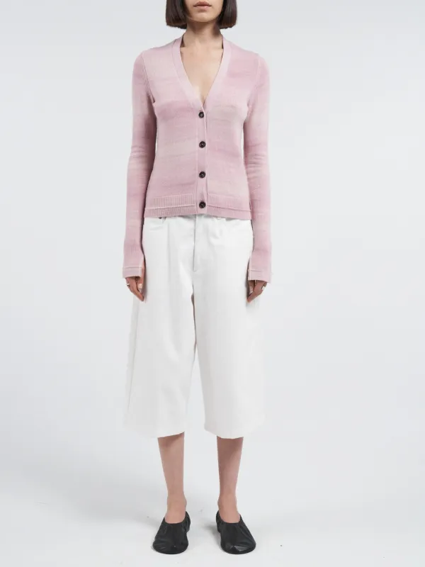 Featherweight Slim Cardigan in Space Dye Pink sold by MARIA McMANUS